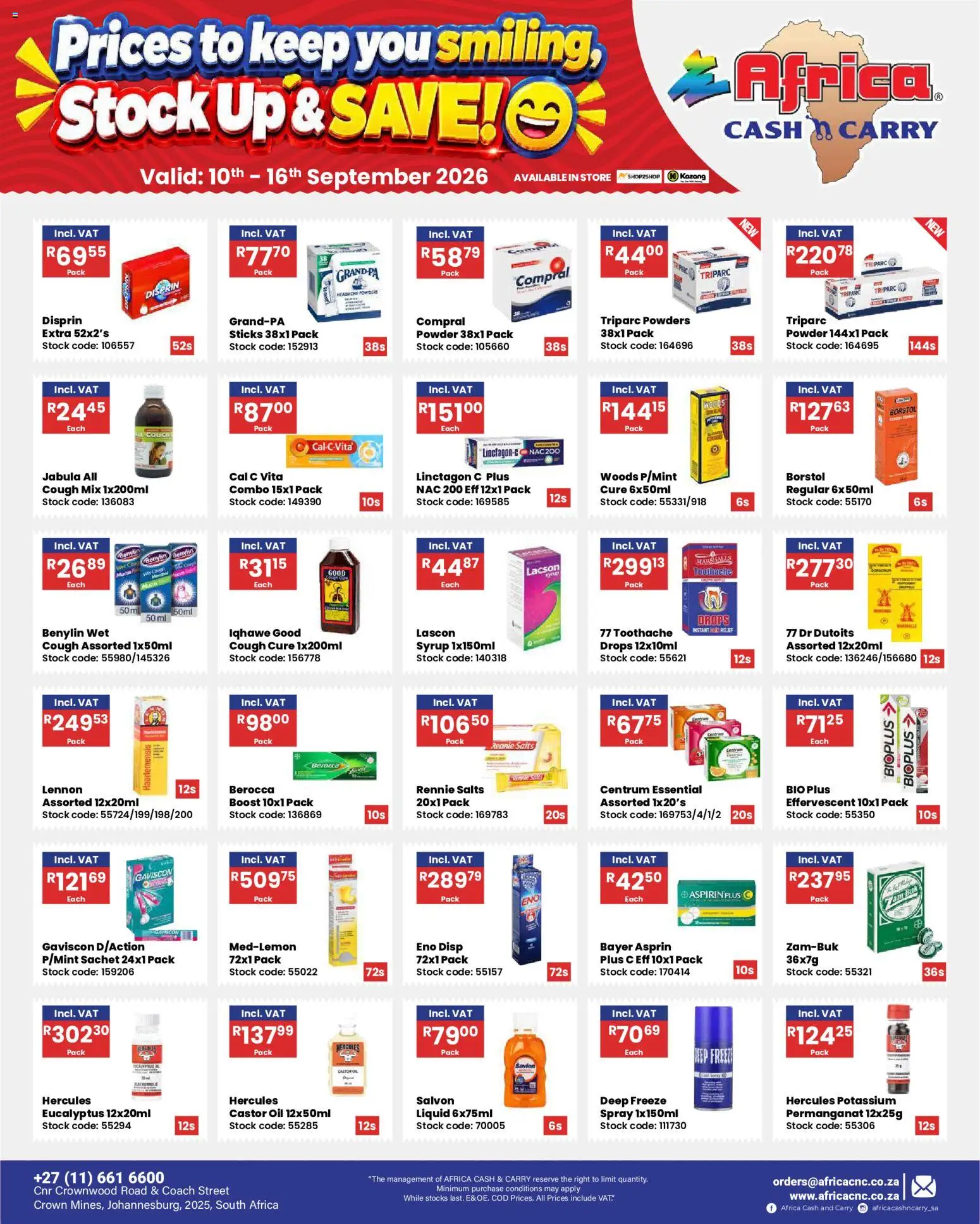 New Africa Cash & Carry catalogue – valid from 10/09/2026 | Page: 9 | Products: Oil, Powder, Stock, Syrup