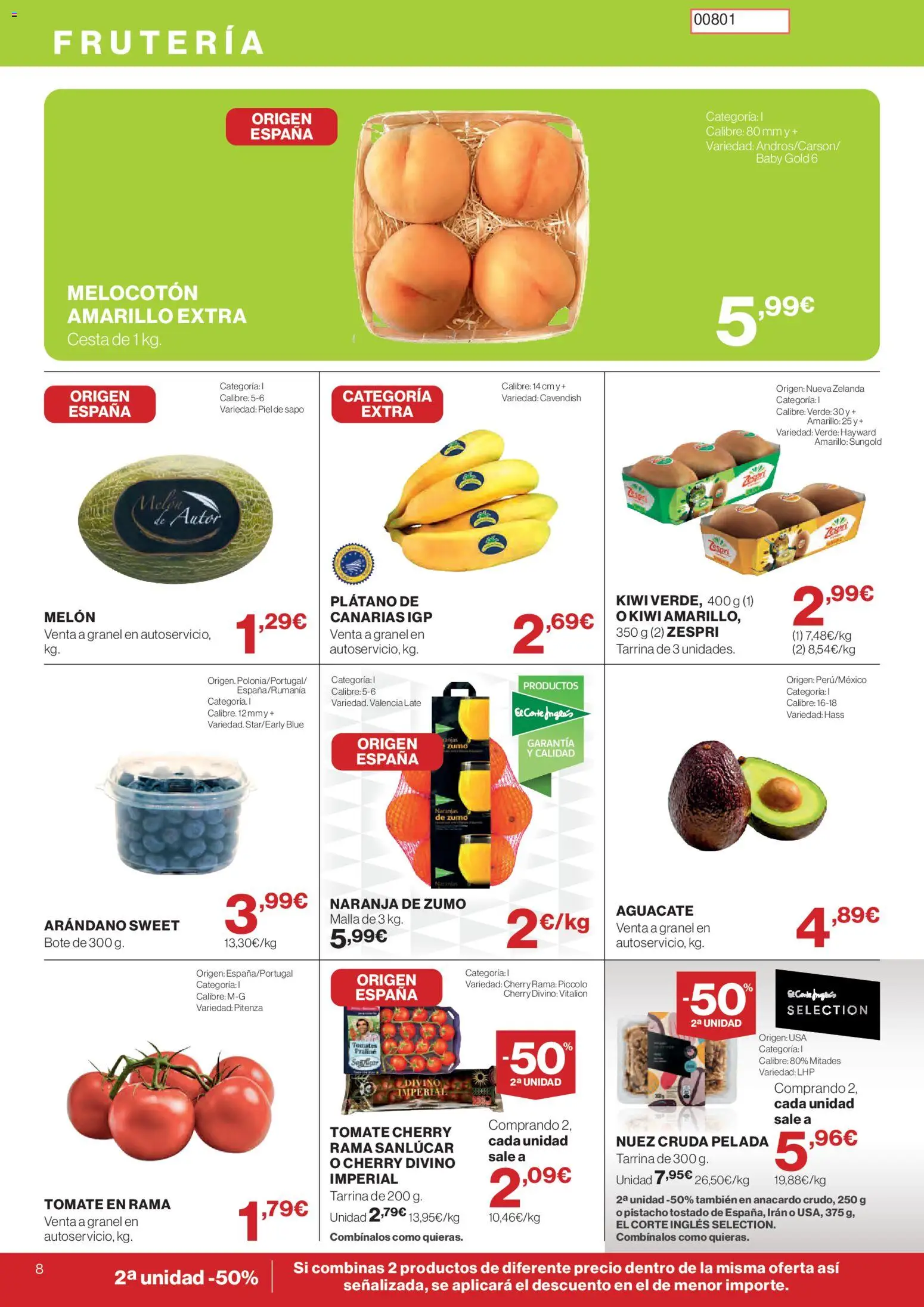 Hipercor catálogo │ válido desde el 30/07/2026 | Página: 8 | Productos: Φορτιστής, Tomates, Ροζ πιπέρι, Melocotón amarillo
