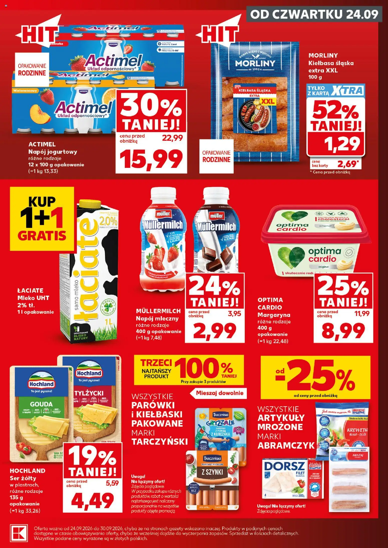 Kaufland Polsko leták - Mocny start od 28.09.2026 | Strana: 9 | Produkty: Gouda, Actimel, Karty, Müllermilch