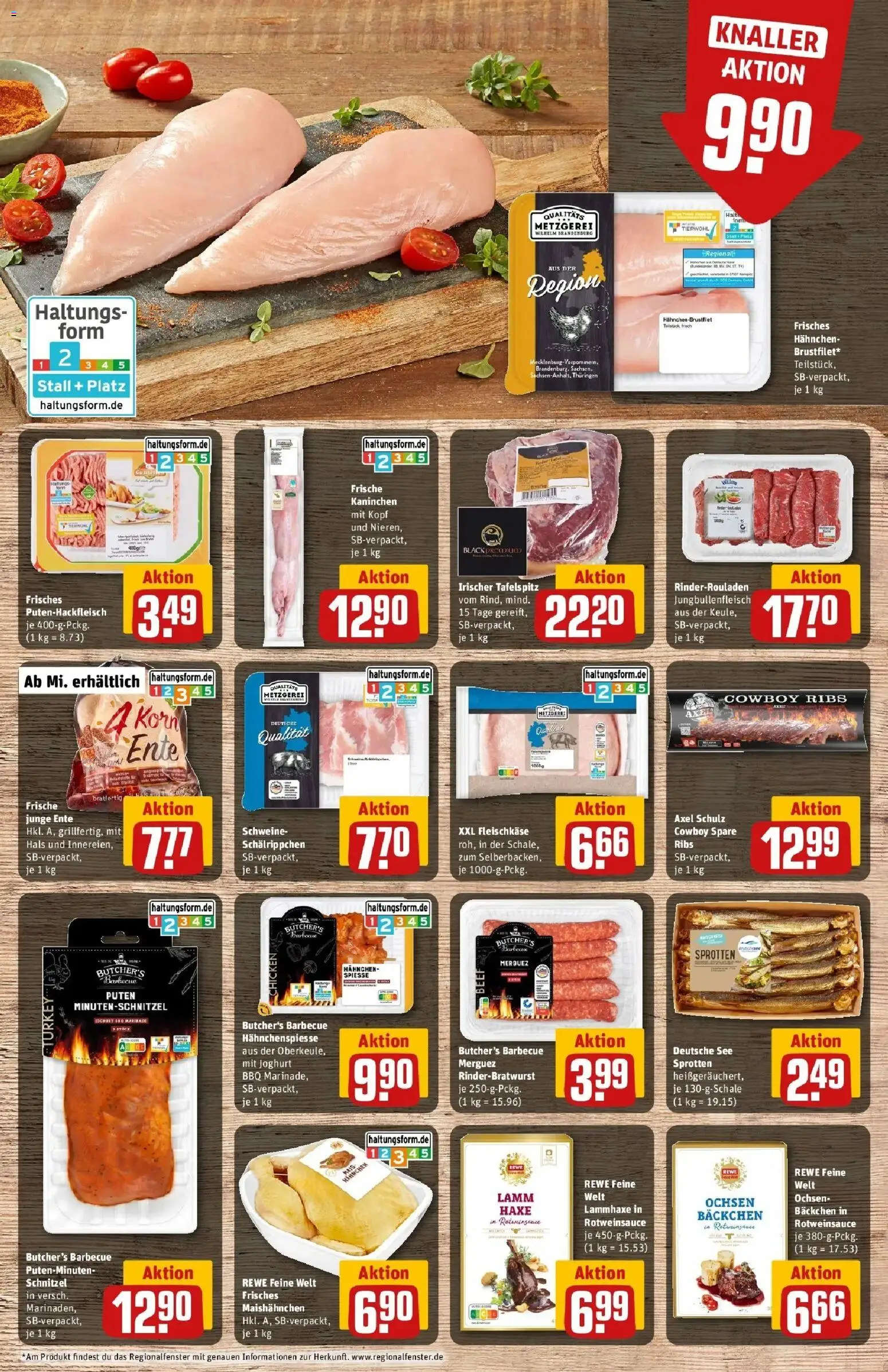 Rewe Prospekt Berlin / Friedrichsfelde – gültig ab 17.05.2026 | Seite: 10 | Produkte: Rinderrouladen, Hahnchen, Spieße, Ente