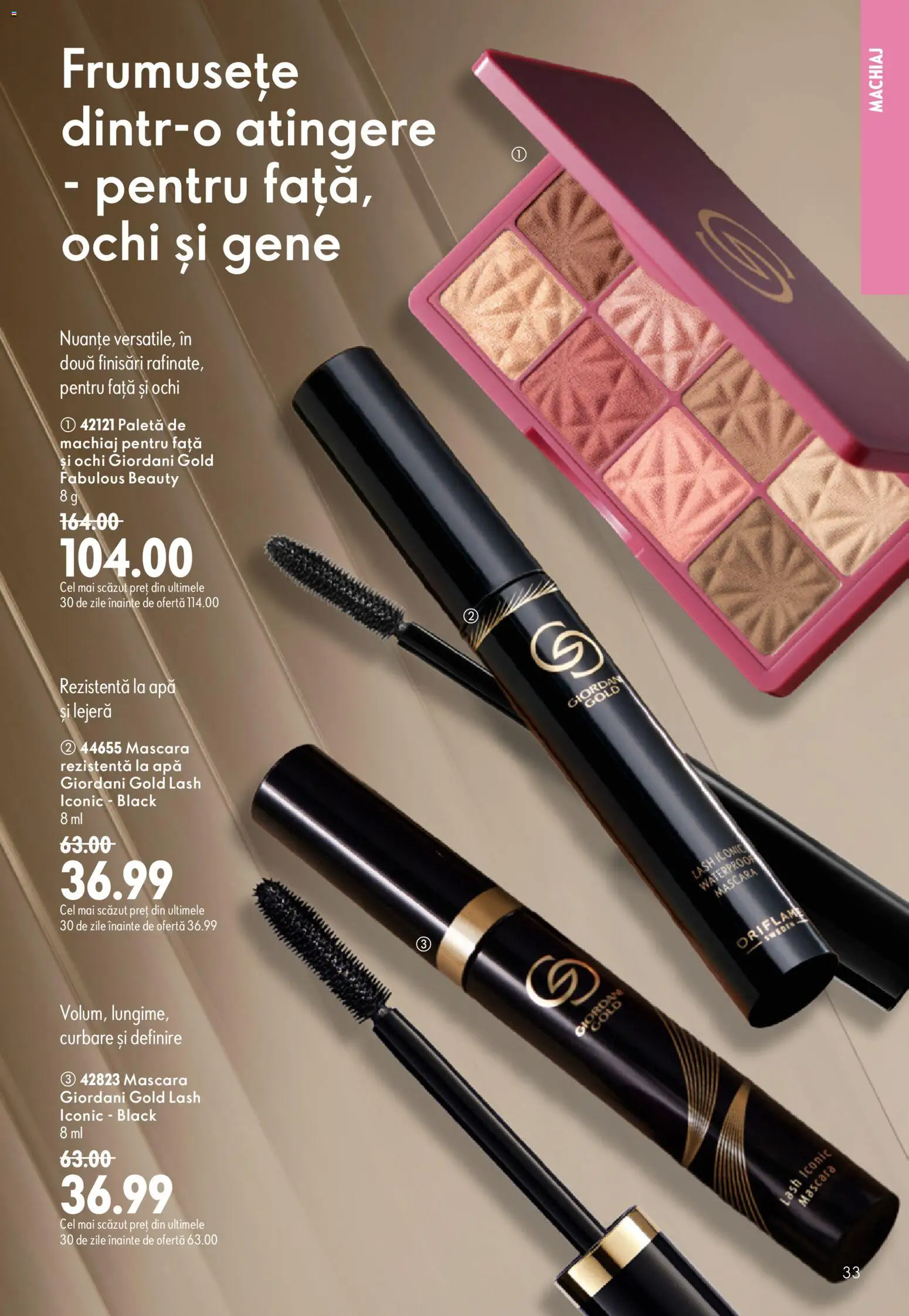 Noul catalog Oriflame – valabil de la 08.07.2026 | Pagină: 33 | Produse: Machiaj, Mascara, Apă