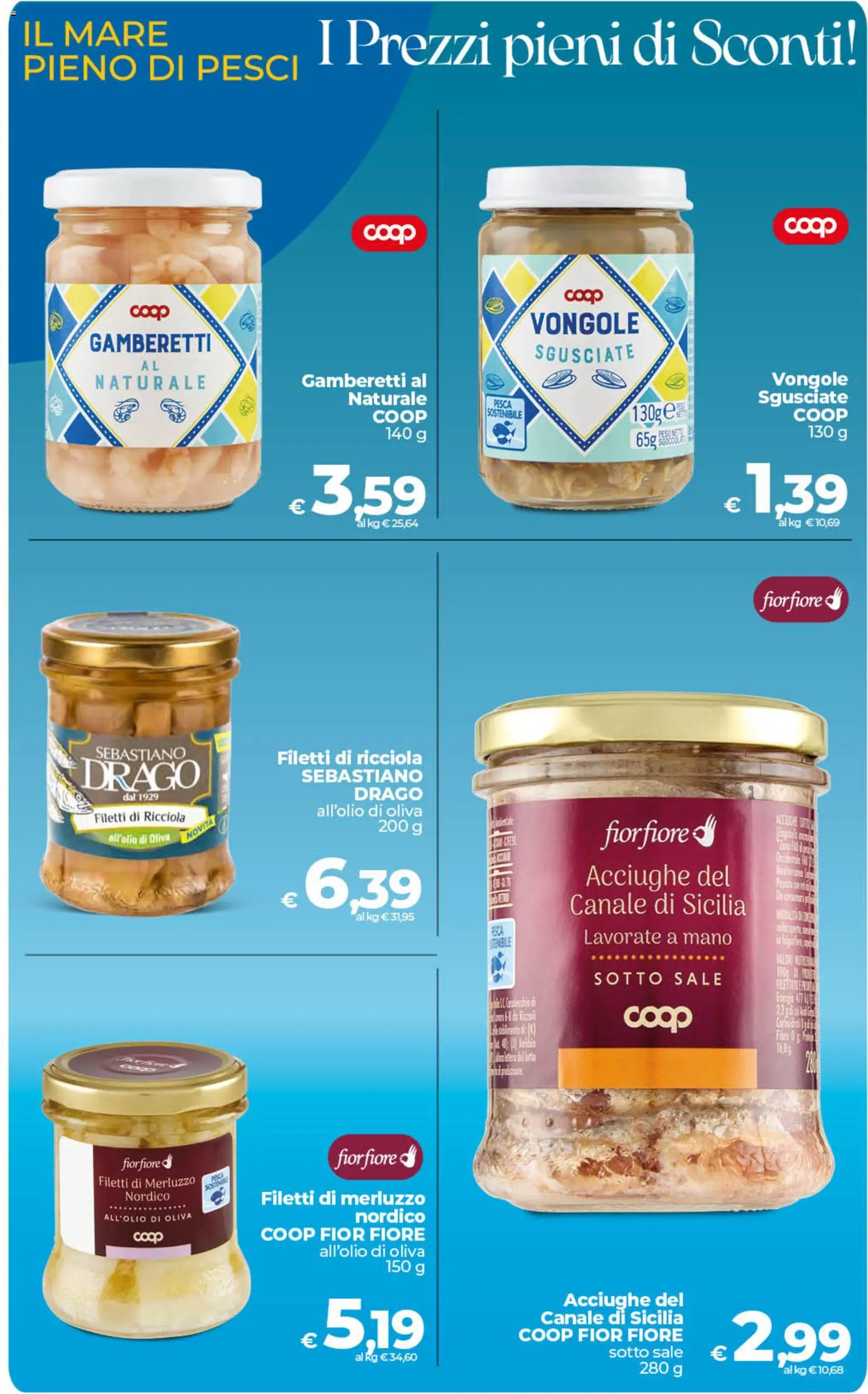 Volantino COOP del 21/07/2026 | Pagina: 28 | Prodotti: Merluzzo, Vongole, Sale, Pesca