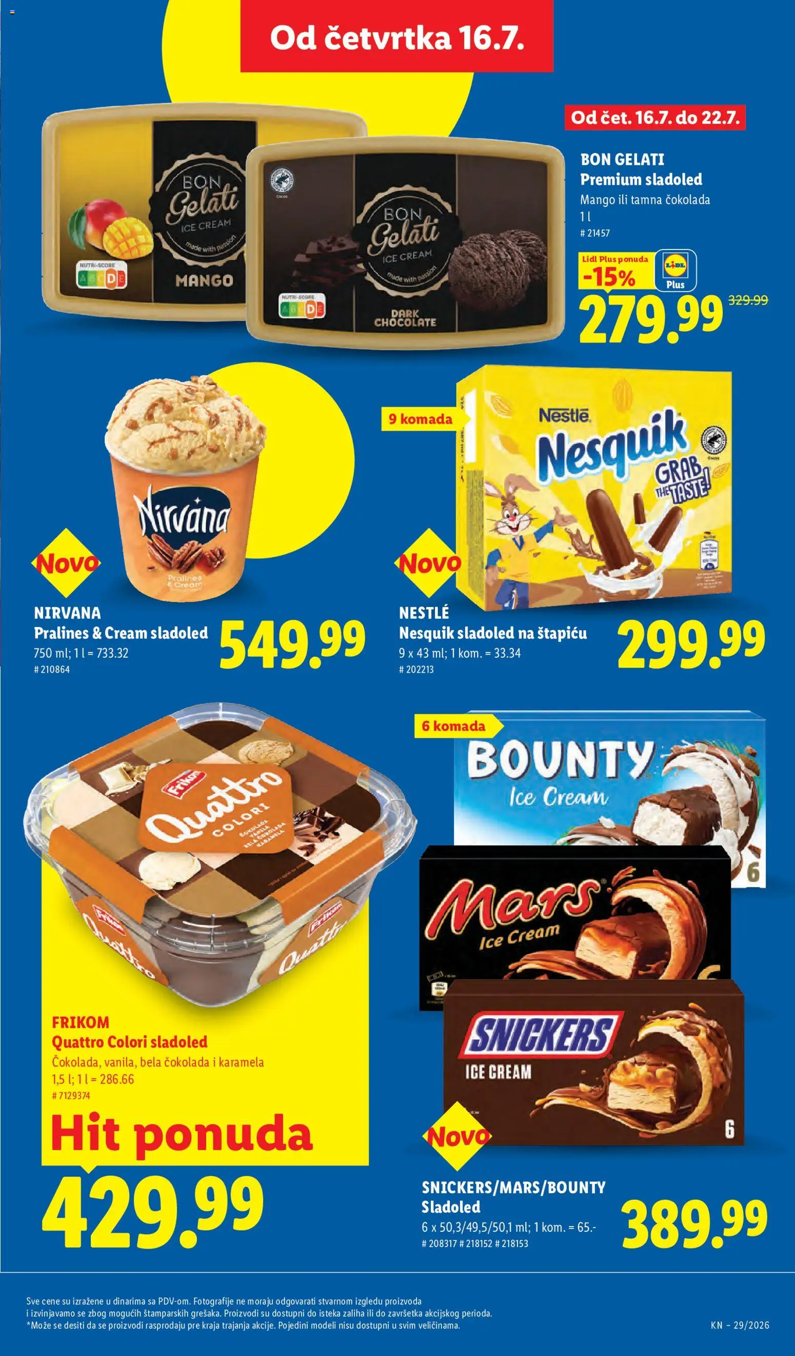 Lidl katalog - važi od 16.07.2026 | Strana: 57 | Proizvode: Sladoled, Bounty, Mango, Nesquik
