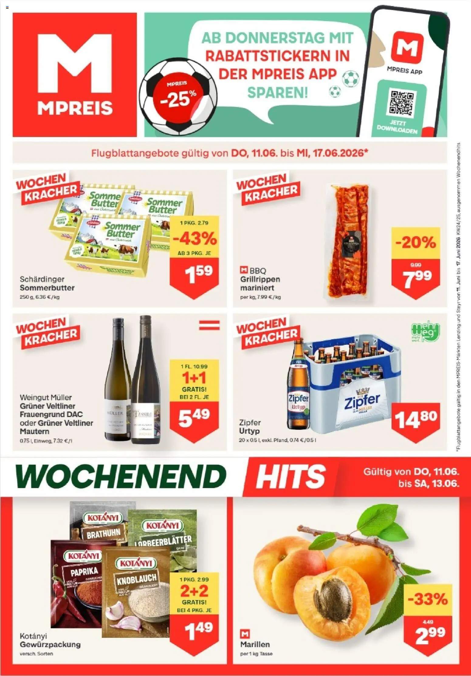 MPREIS Lenzing gültig ab 11.06.2026 | Seite: 1 | Produkte: Knoblauch, Butter