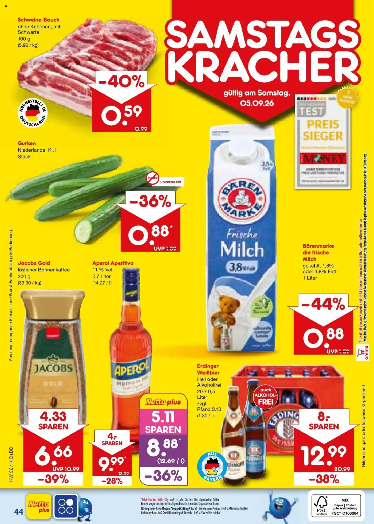 Netto Marken-Discount Prospekt Mistelbach – gültig ab 31.08.2026 | Seite: 56 | Produkte: Erdinger, Milch, Weißbier, Schweinebauch