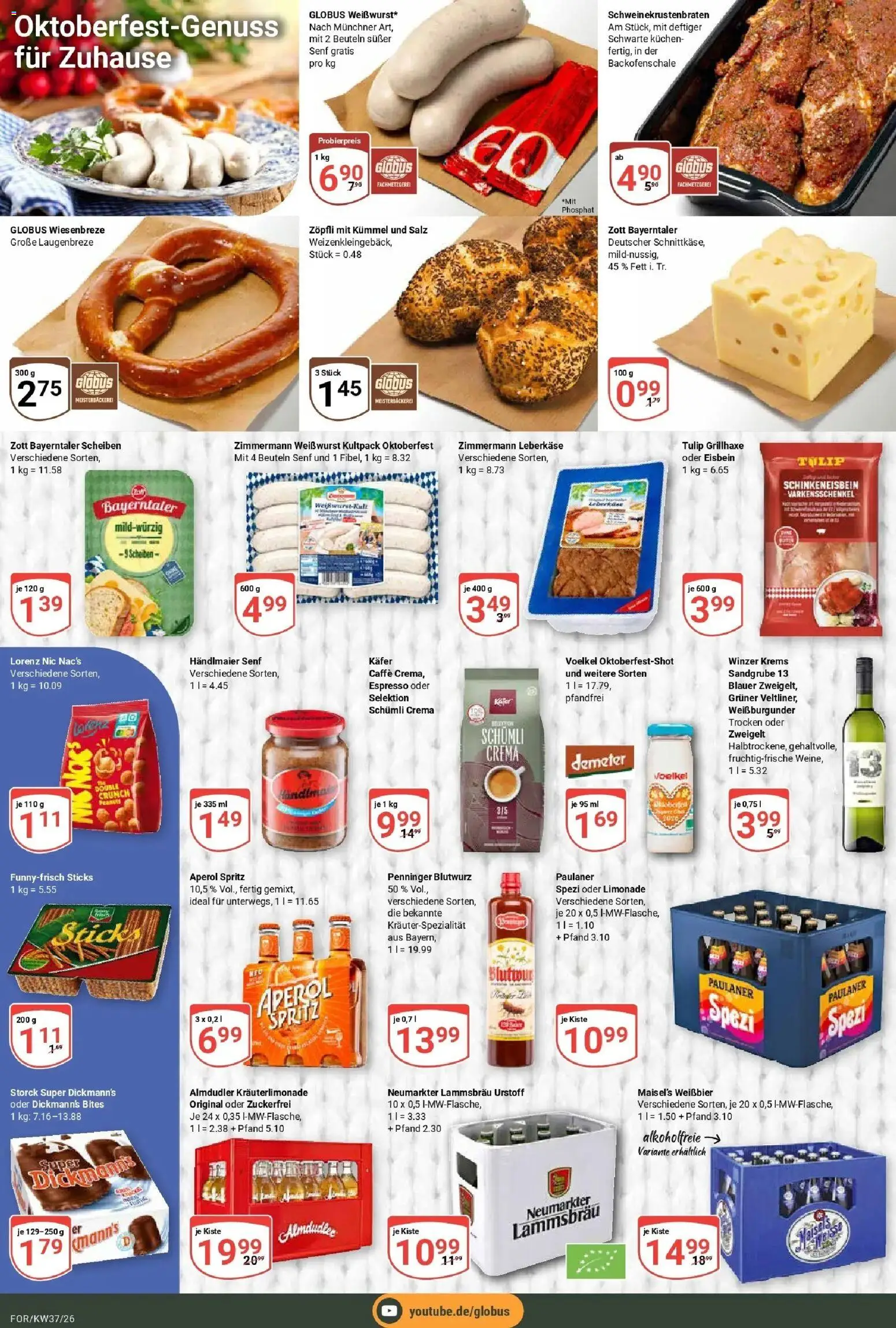 Globus Prospekt Forchheim – gültig ab 07.09.2026 | Seite: 24 | Produkte: Weißbier, Limonade, Aperol, Paulaner