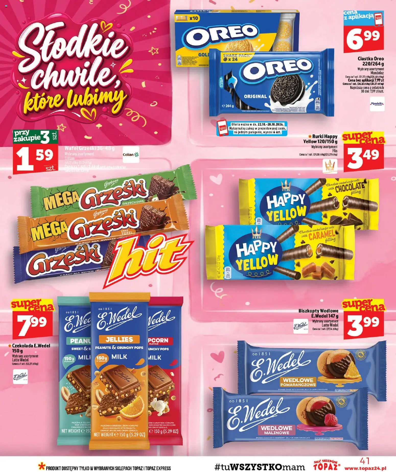 Topaz gazetka - MAZ od 22.10.2026 | Strona: 41 | Produkty: Biszkopty, Oreo, Ciastka Oreo, Czekolada