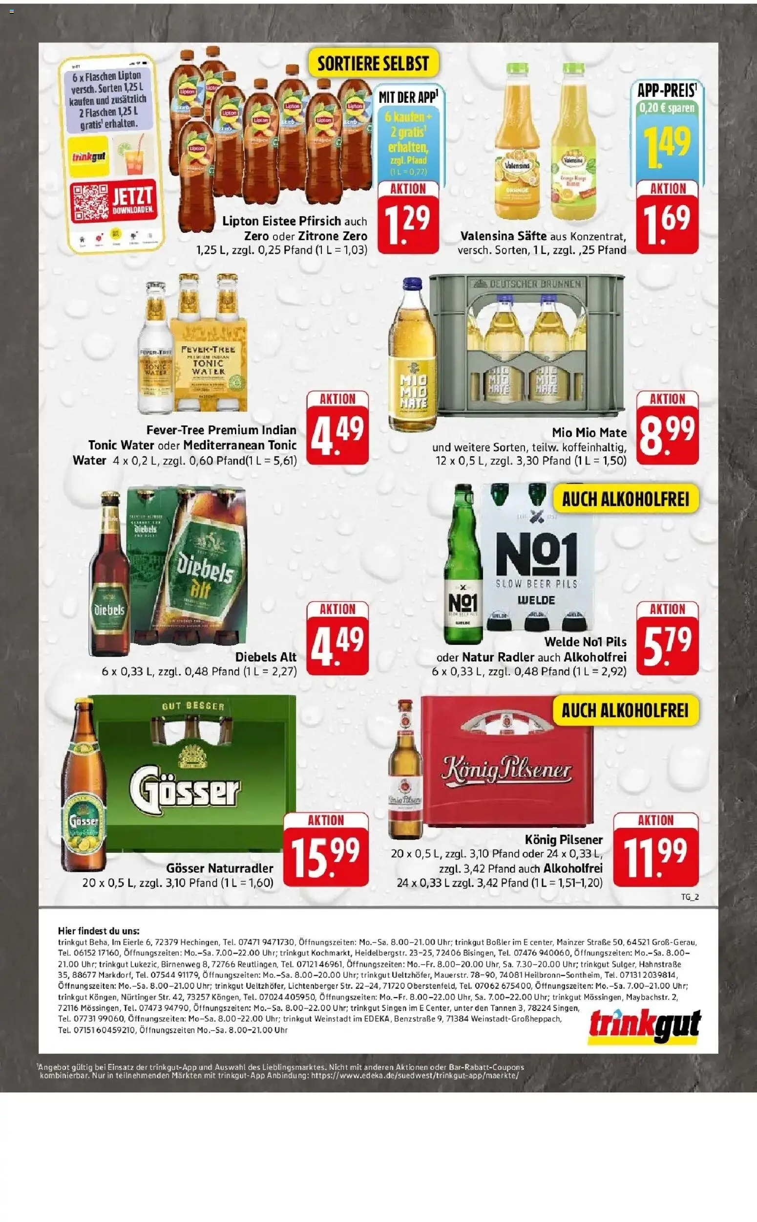 E center Prospekt Köngen (ab 07.09.2026) zum Blättern | Seite: 51 | Produkte: Konig pilsener, Valensina, Pfirsich, Diebels