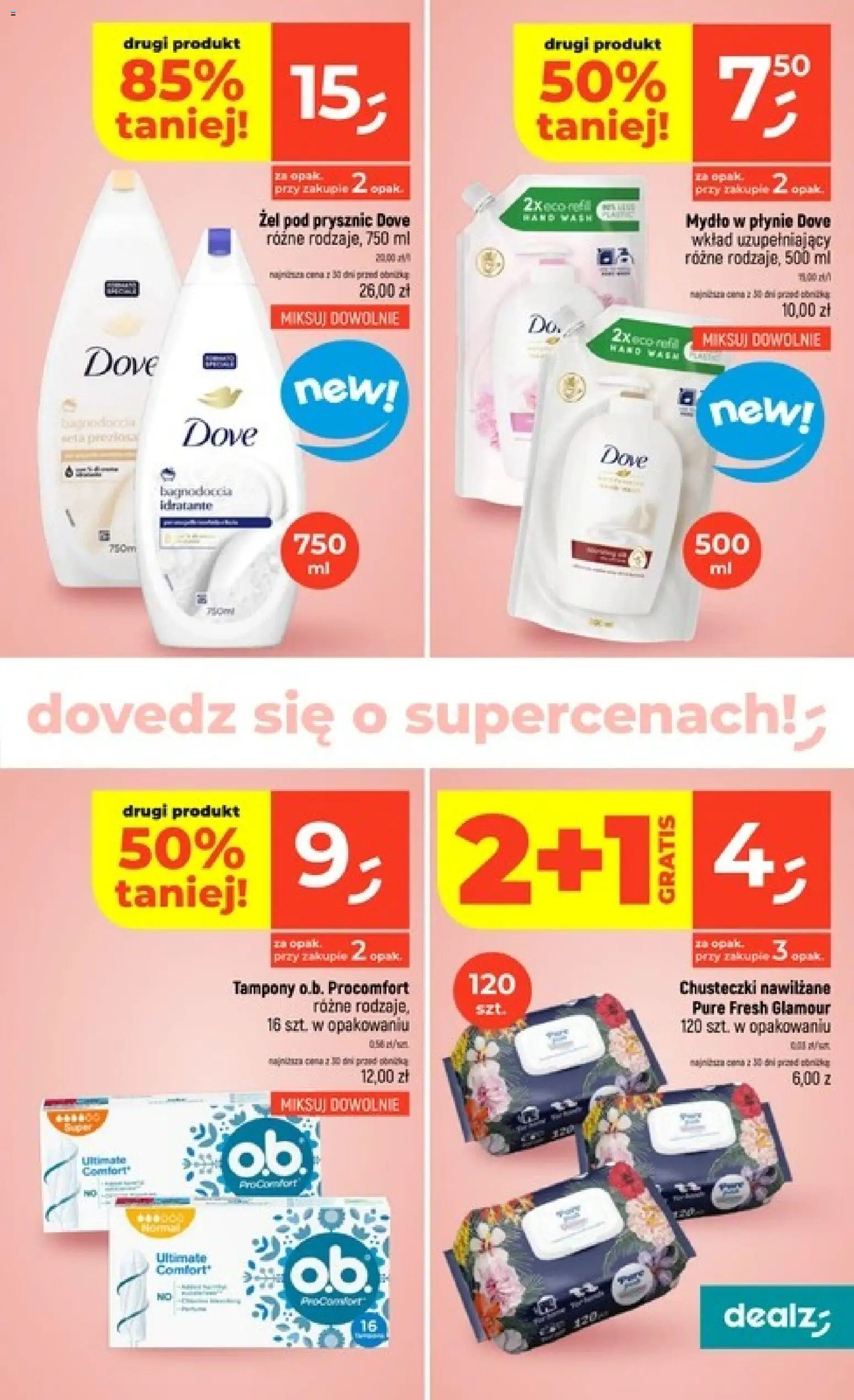Dealz gazetka od 16.07.2026 | Strona: 47 | Produkty: Tampony, Prysznic, Mydło, Żel pod prysznic