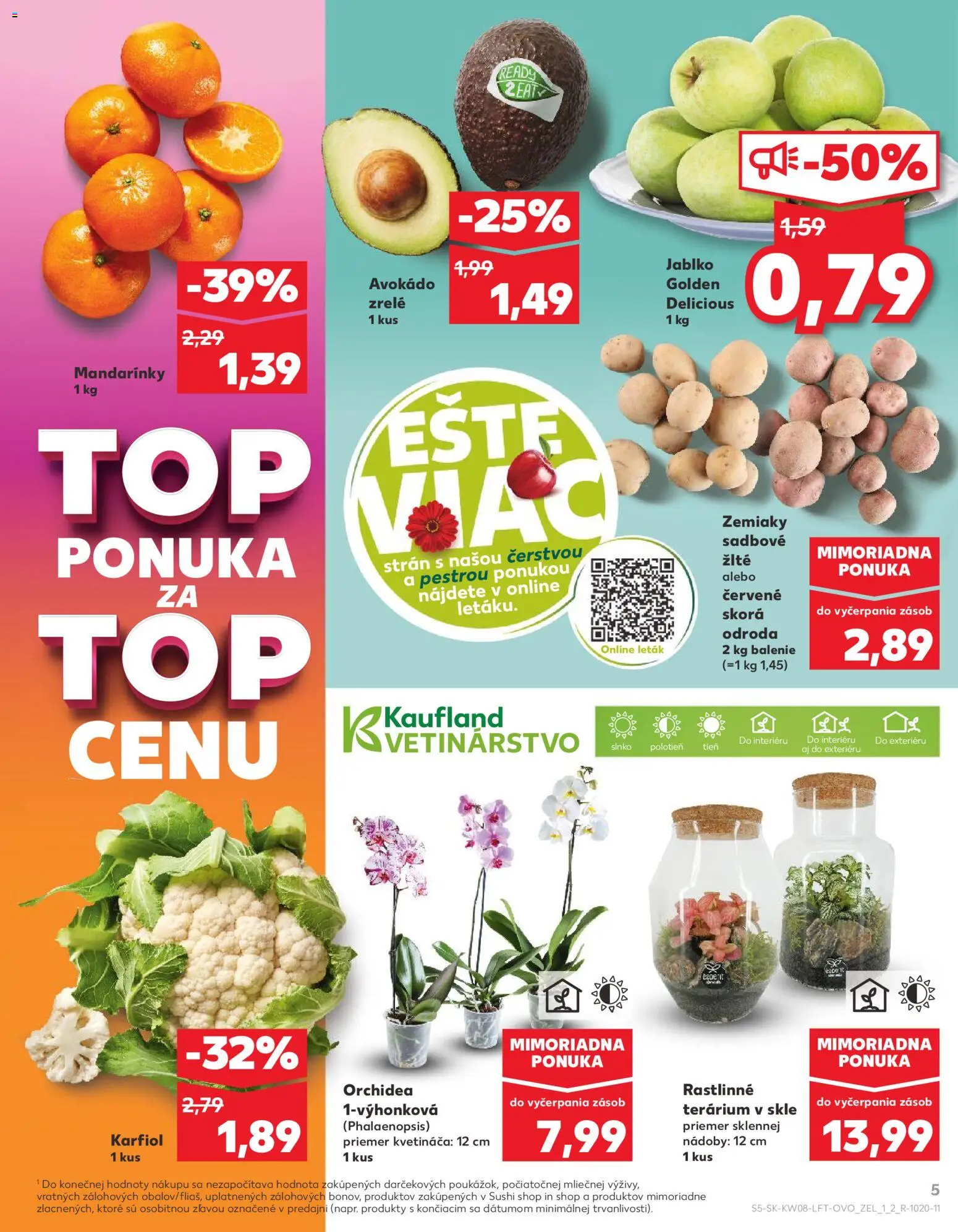 Kaufland SK akciós ujság - amely érvényes a következő dátumtól: 2026.02.19. | Oldal: 5 | Termékek: Orchidea, Karfiol, Sushi, Avokádó