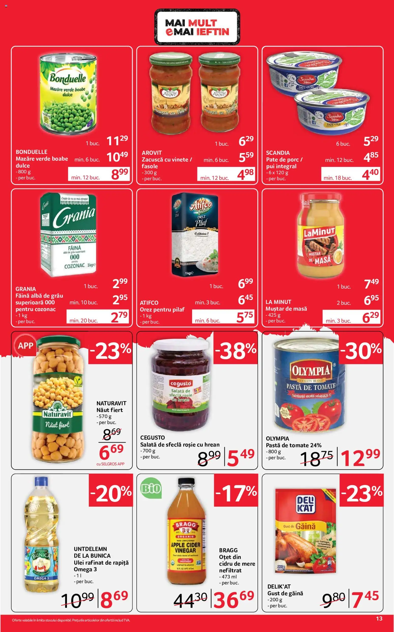 Noul catalog Selgros – valabil de la 07.08.2026 | Pagină: 13 | Produse: Mazăre, Apple, Făină, Muștar