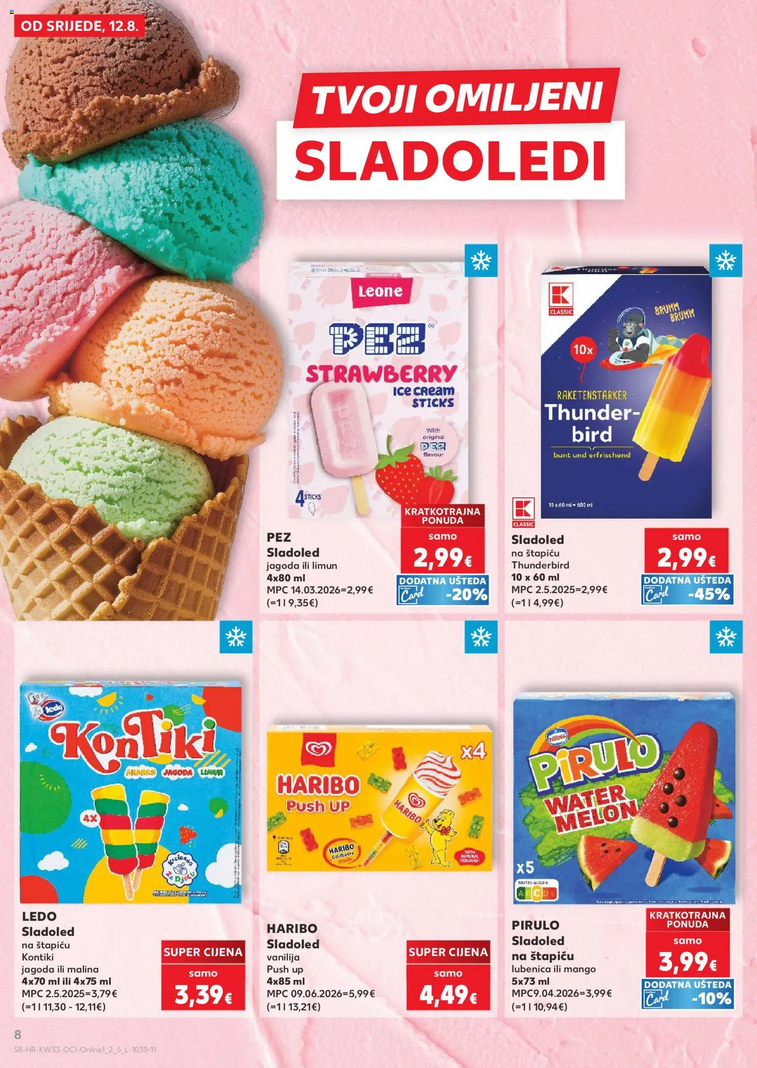Kaufland katalog | vrijedi od 12.08.2026 | Stranica: 8 | Proizvodi: Sladoled, Mango, Lubenica, Sladoled na štapiću