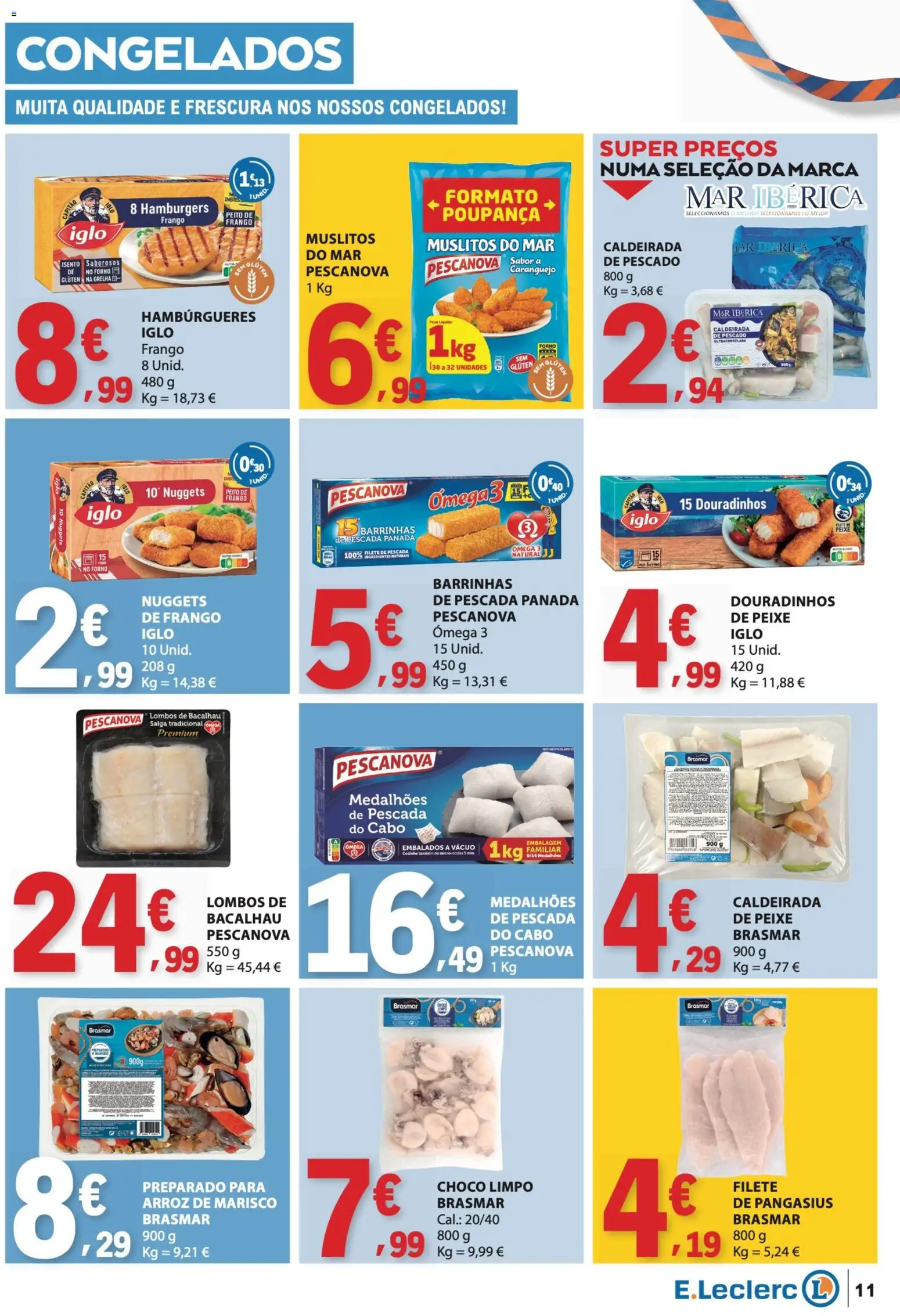 E.Leclerc folheto │ válido de 29/10/2026 | Página: 11 | Produtos: Frango, Pescada, Microondas, Arroz