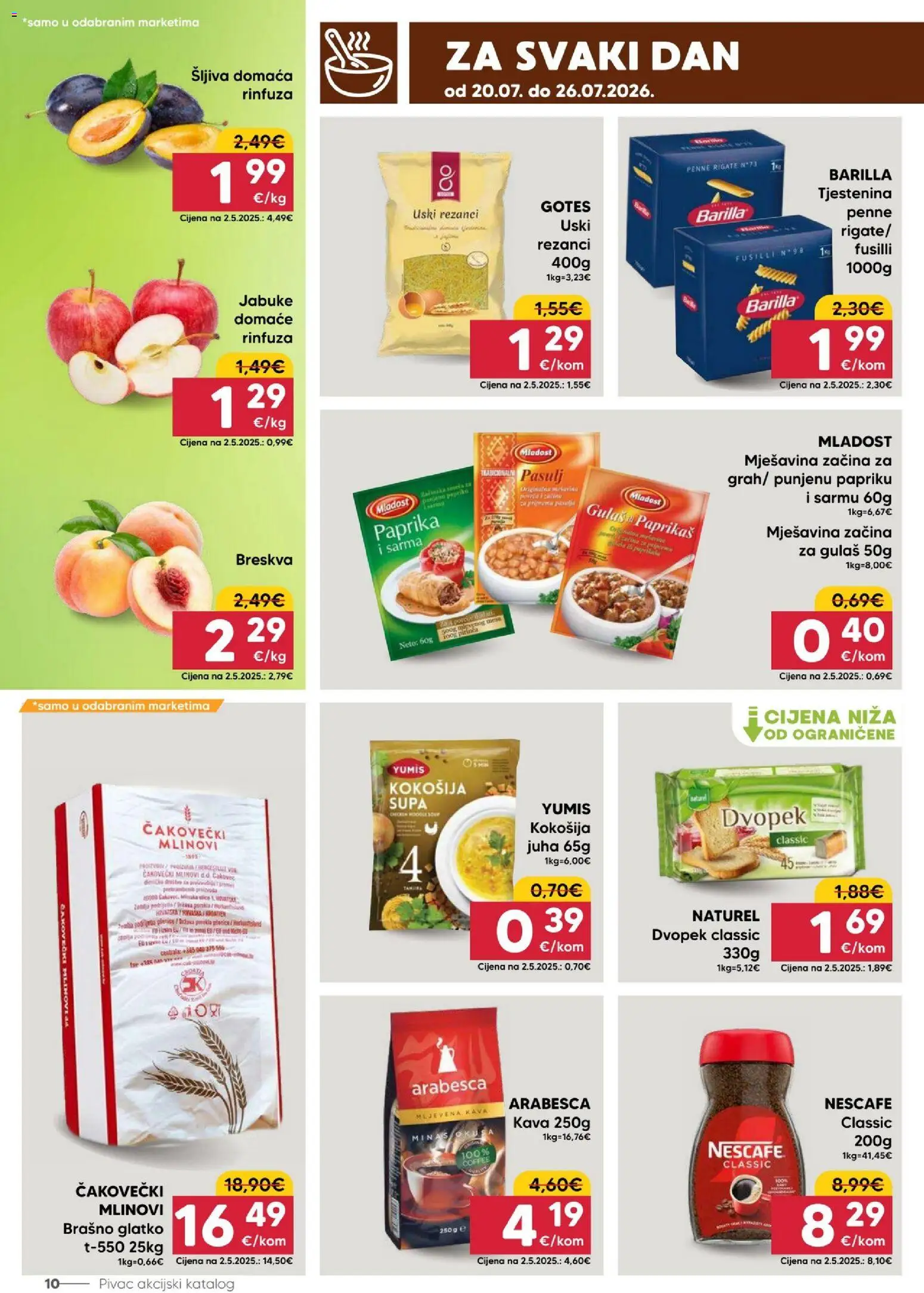 Pivac katalog | vrijedi od 20.07.2026 | Stranica: 10 | Proizvodi: Mljevena kava, Nescafe, Breskva, Barilla