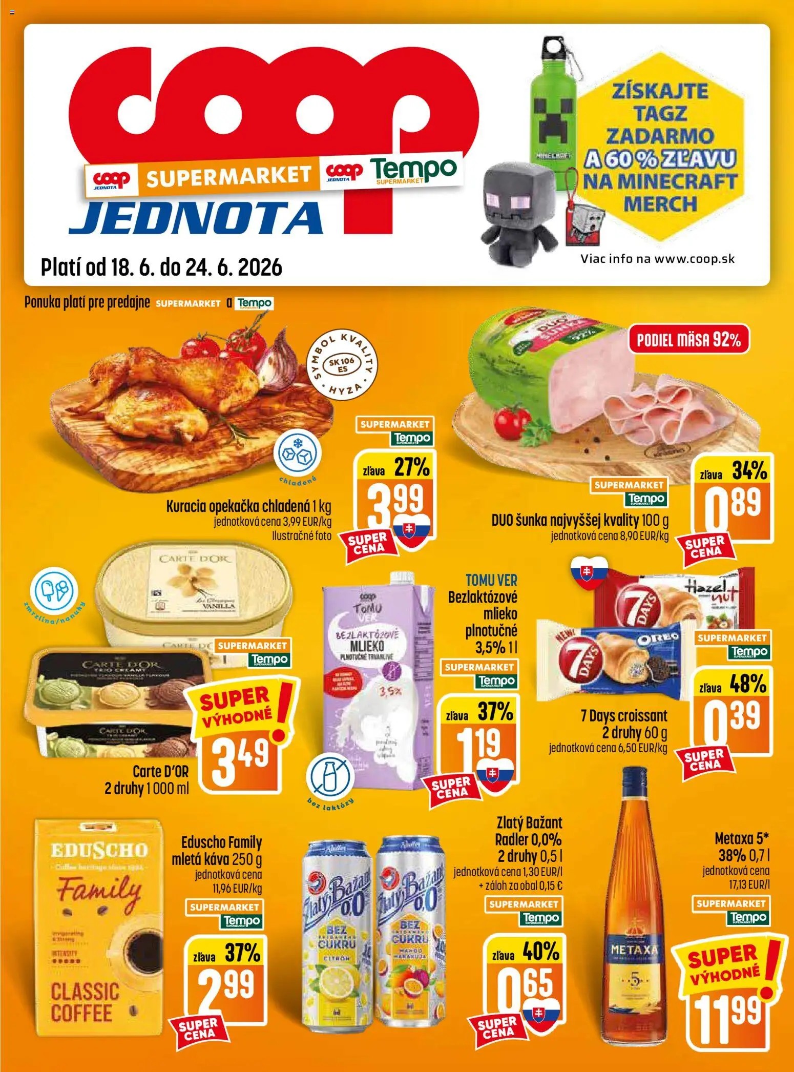 Nové COOP Jednota akcie – leták je platný od 18.06.2026 | Strana: 17 | Produkty: Metaxa, Radler, Zlatý Bažant, Bezlaktózové mlieko