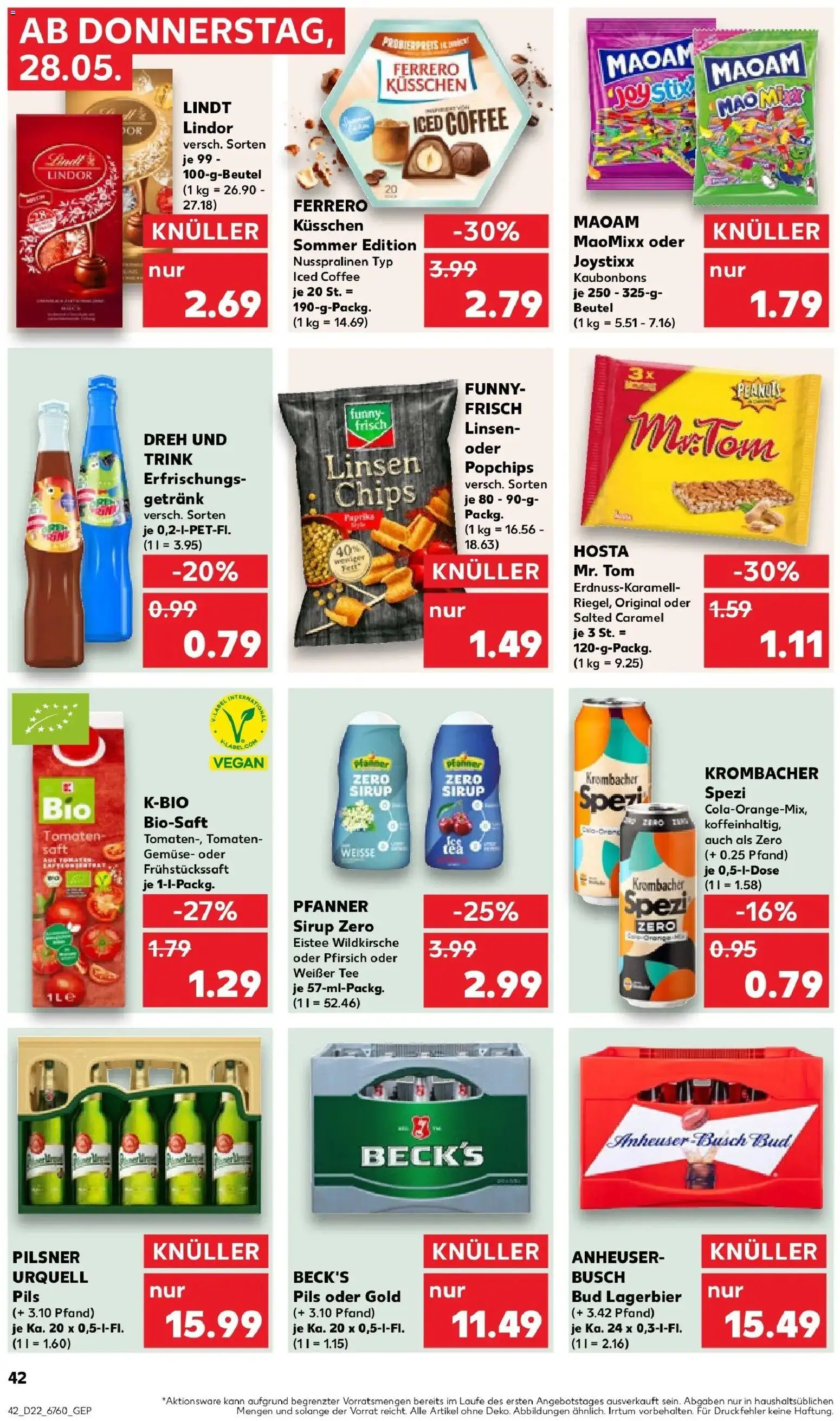 Kaufland Prospekt Naila – gültig ab 28.05.2026 | Seite: 42 | Produkte: Cola, Krombacher, Tee, Lindt