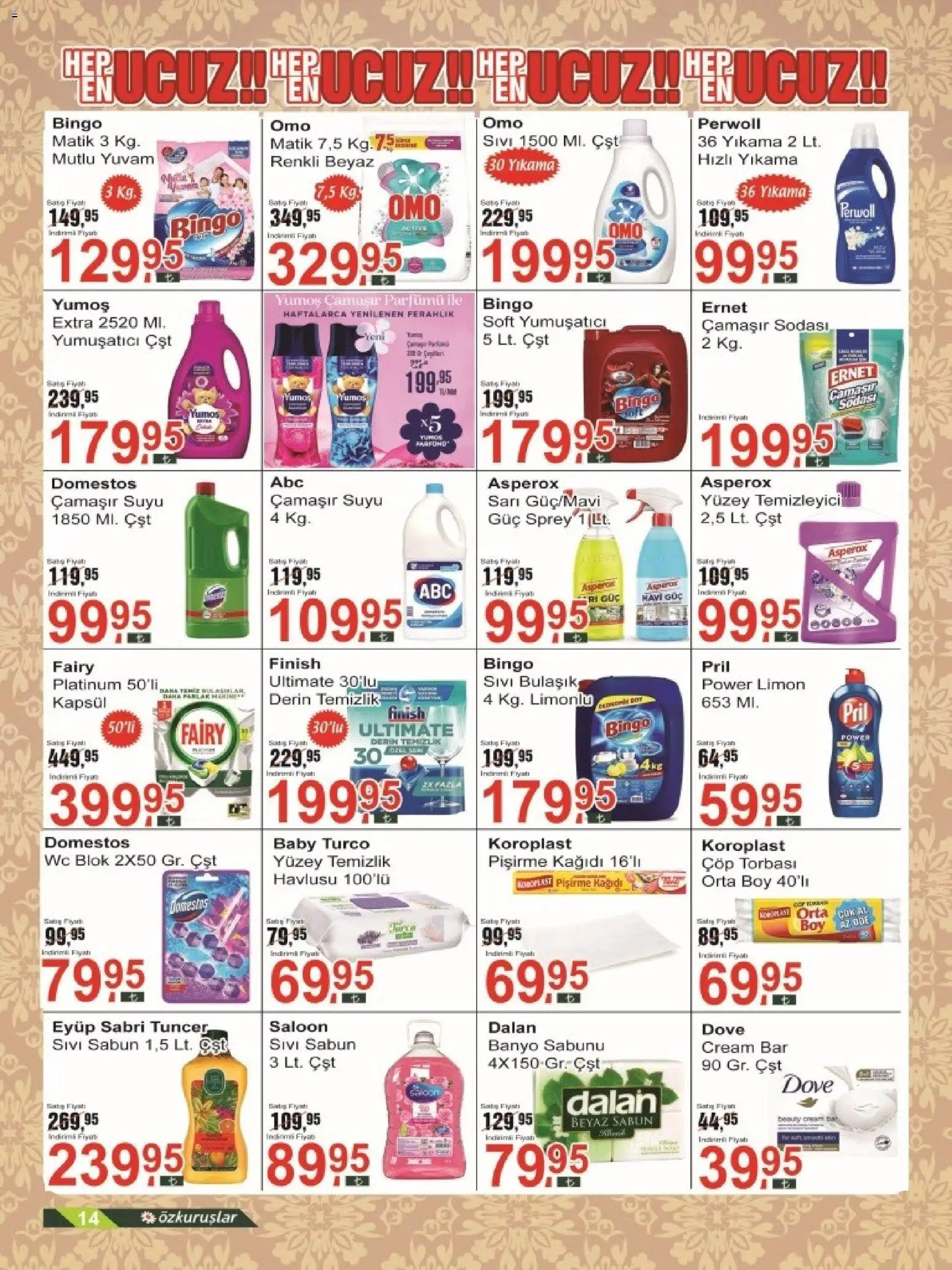 Özkuruşlar Katalog - 21.05.2026 tarihinden itibaren geçerlidir | Sayfa: 14 | Ürünler: Sabun, Süt, Yüzey temizleyici, Limon