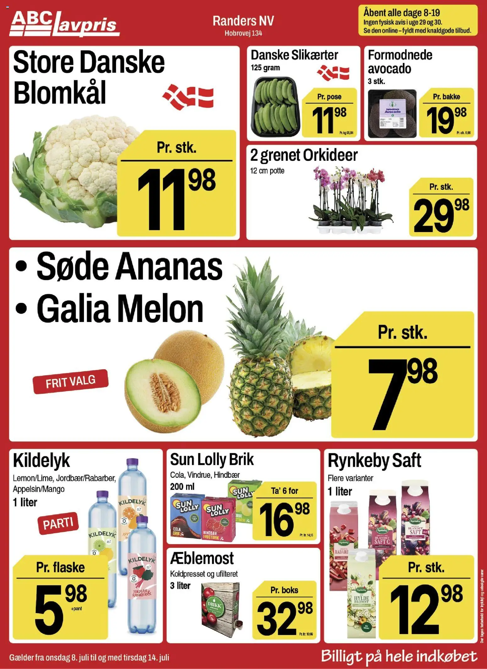 Abc Lavpris tilbudsavis – gyldig fra 08/07/2026 | Side: 2 | Produkter: Ananas, Avocado, Hindbær, Blomkål