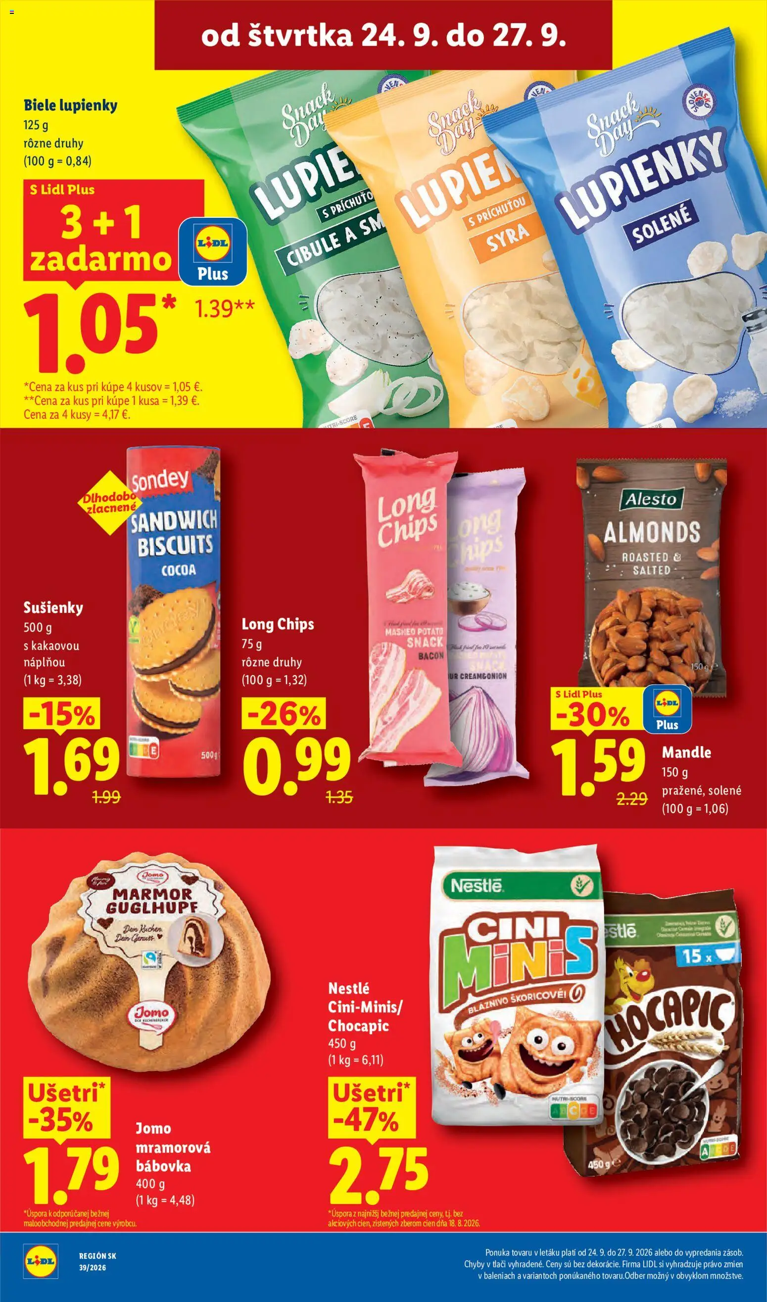 Nové Lidl akcie – leták je platný od 21.09.2026 | Strana: 78 | Produkty: Sušienky, Chocapic, Mandle