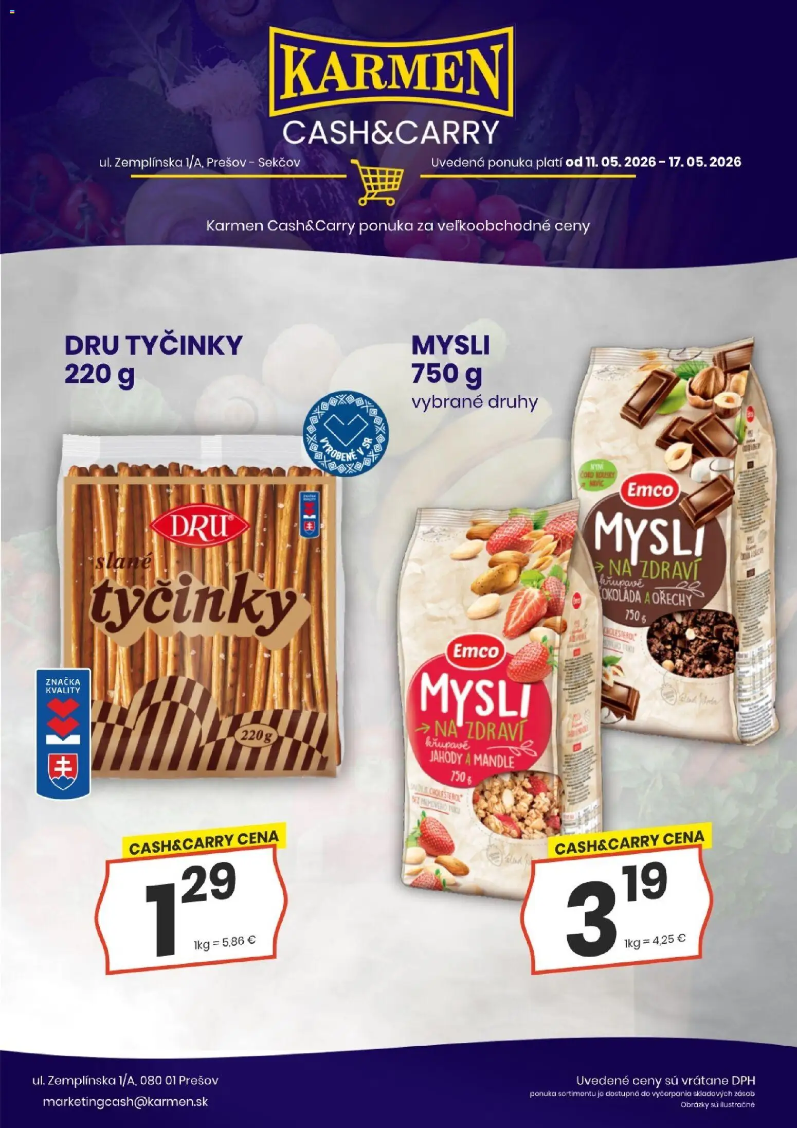 Nové KARMEN CBA akcie – leták je platný od 11.05.2026 | Strana: 4 | Produkty: Jahody, Orechy