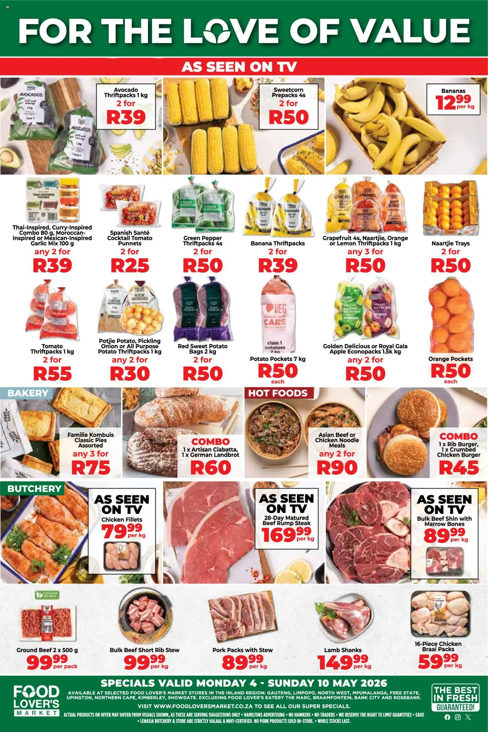 New Food Lover's Market catalogue – valid from 04.05.2026 | Page: 1 | Products: Bakery, Pork, Bananas, Garlic