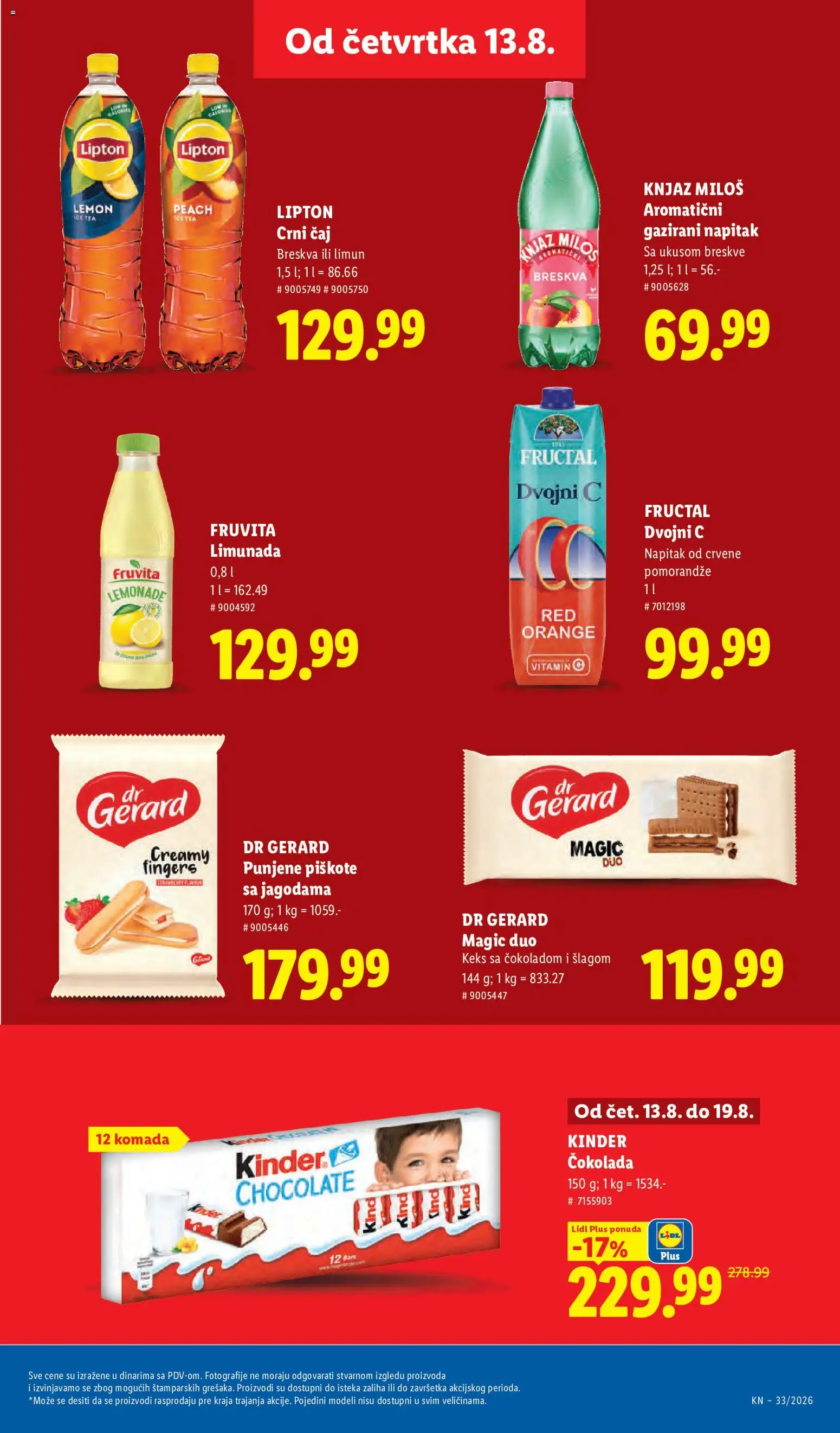Lidl katalog - važi od 13.08.2026 | Strana: 33 | Proizvode: Keks, Crni čaj, Limunada, Breskva