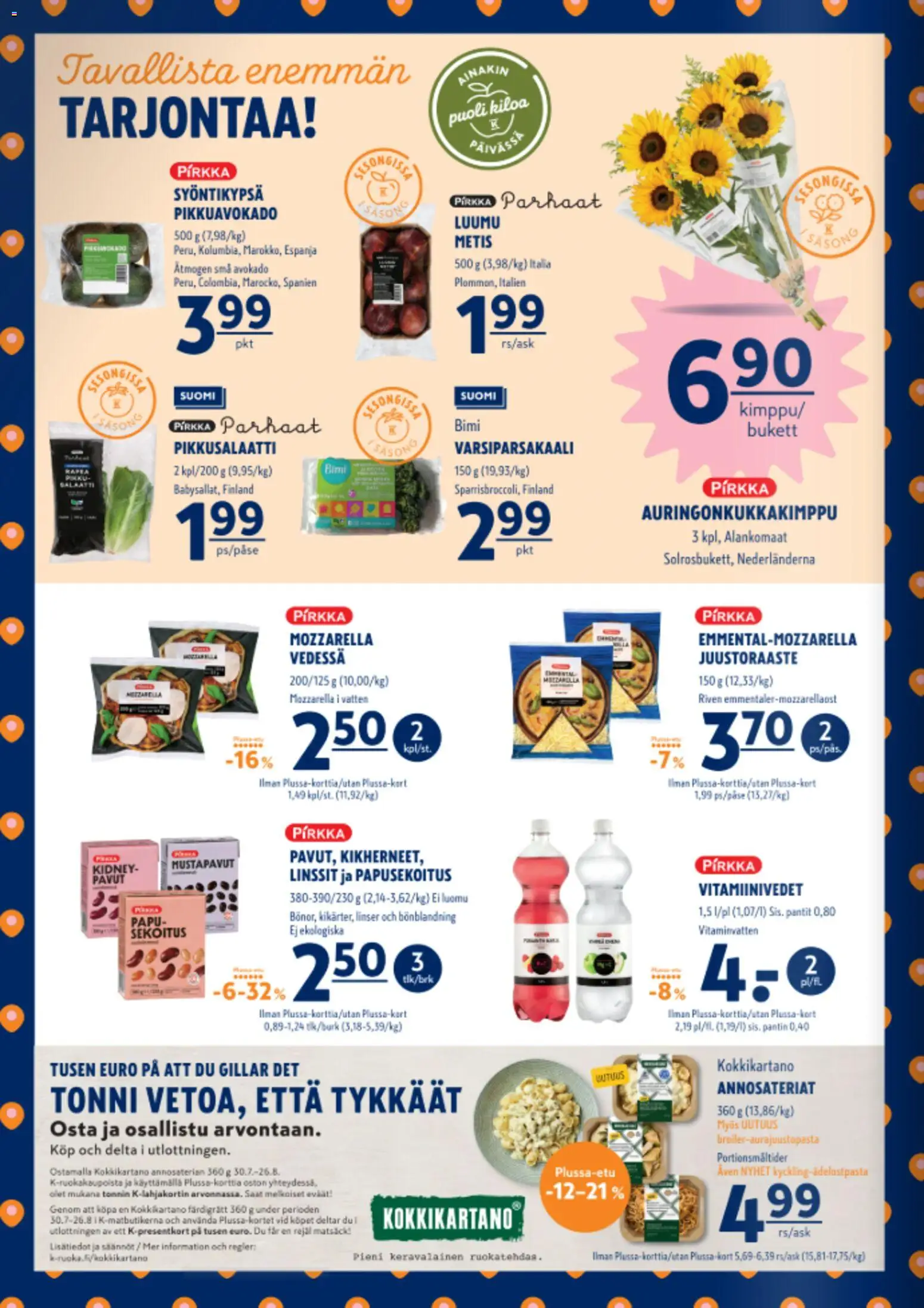 K-Supermarket tarjoukset – voimassa 30/07/2026 alkaen | Sivu: 2 | Tuotteet: Luumu, Mozzarella, Avokado, Pavut