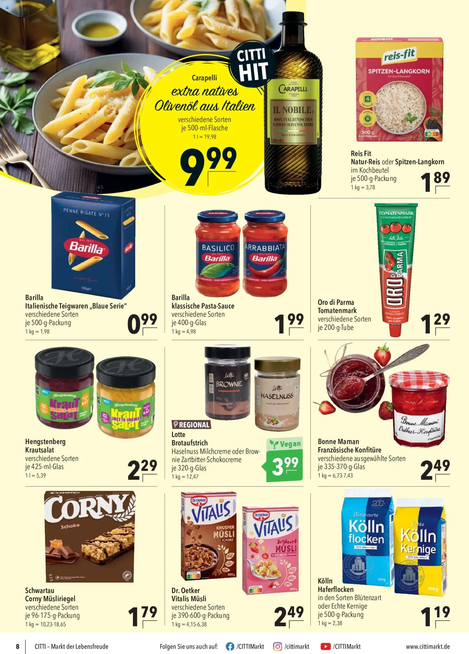 CITTI Markt Prospekt – gültig ab 17.06.2026 | Seite: 8 | Produkte: Olivenol, Oro di parma, Limette, Flocken
