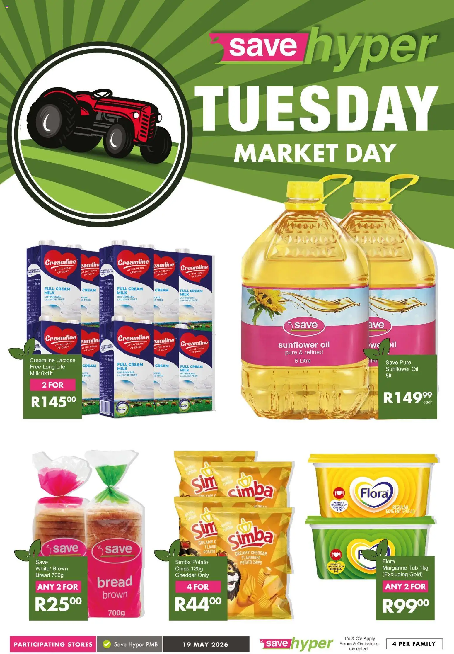 New Save catalogue – valid from 19.05.2026 | Page: 8 | Products: Milk, Oil, Chips, Cream