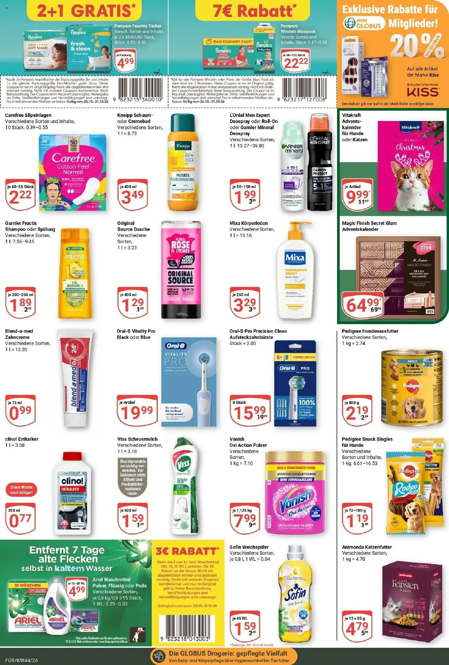 Globus Prospekt Forchheim (ab 26.10.2026) » Angebote online | Seite: 19 | Produkte: Katzenfutter, Pampers, Spülung, Pedigree