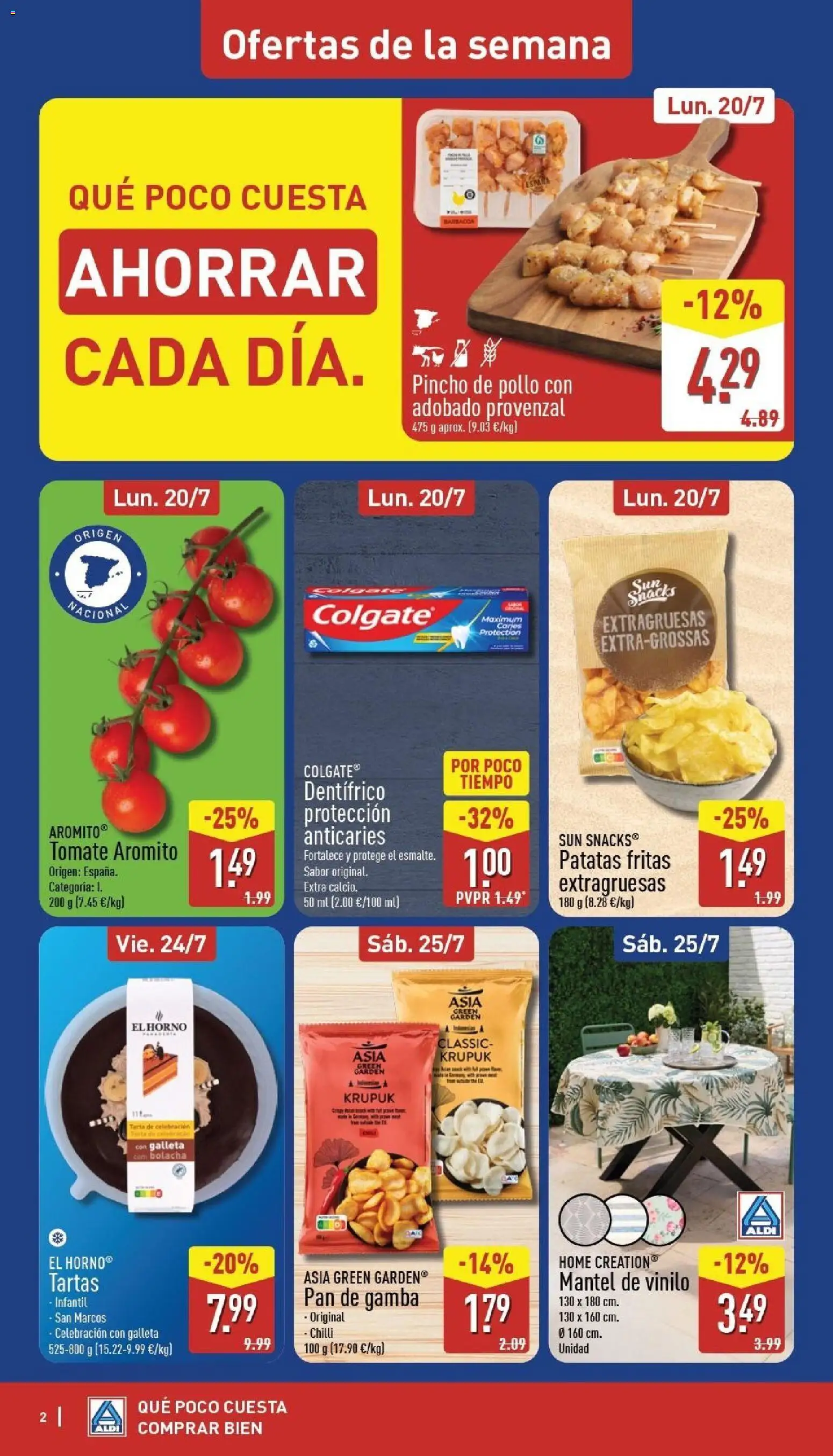 Aldi folleto Baleares │ válido desde el 20/07/2026 | Página: 2 | Productos: Mantel, Pan, Horno, Gamba