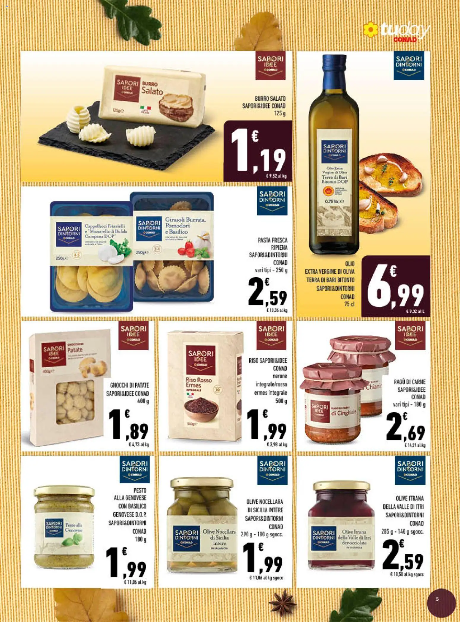 Volantino Conad del 09/09/2026 | Pagina: 5 | Prodotti: Riso, Olio, Basilico, Ragú