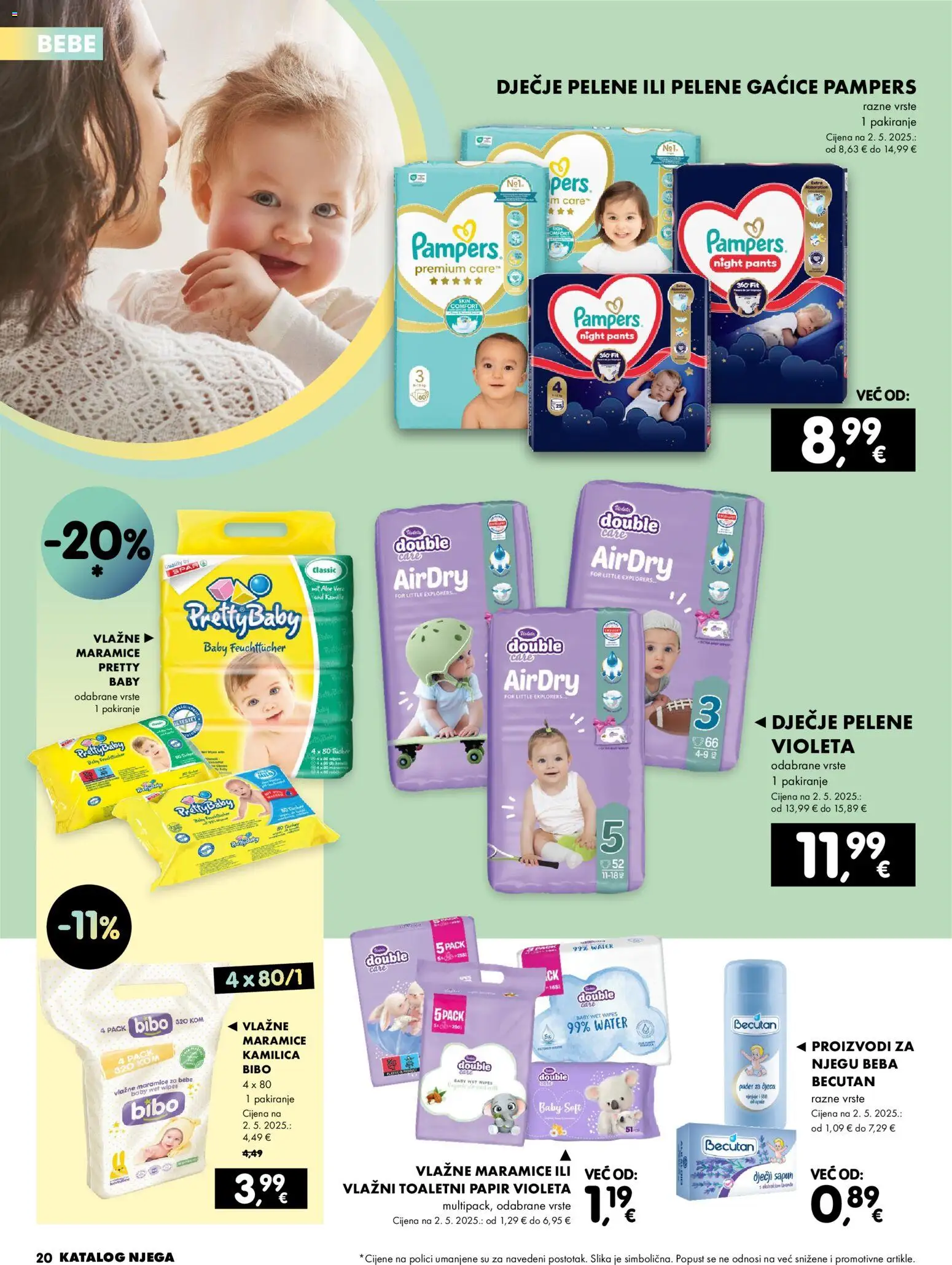 Interspar katalog | vrijedi od 04.06.2026 | Stranica: 20 | Proizvodi: Pelene, Vlažne maramice, Toaletni papir, Pampers