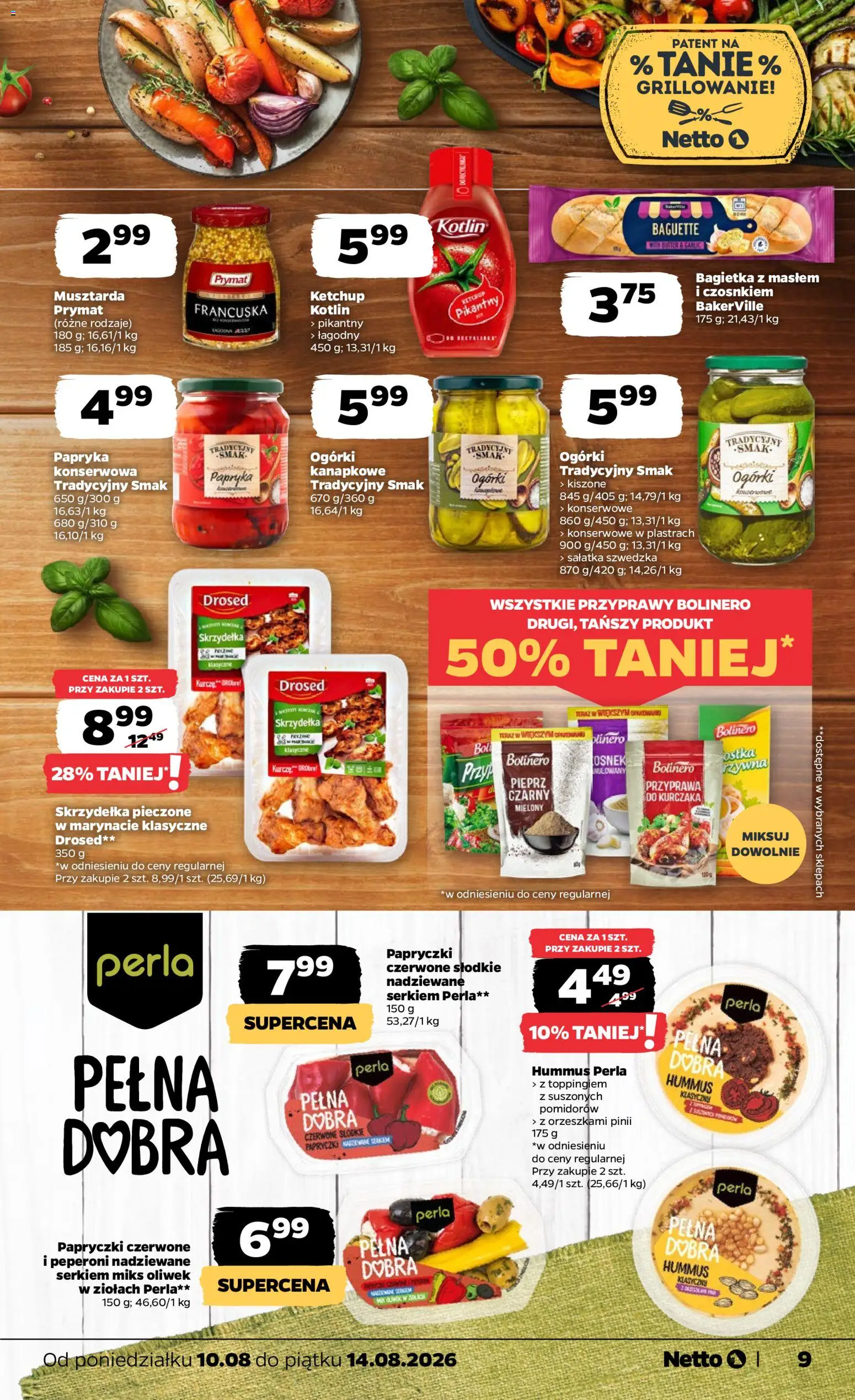 Netto gazetka od poniedziałku od 10.08.2026 | Strona: 9 | Produkty: Ogórki kanapkowe, Sałatka szwedzka, Papryka, Ogórki