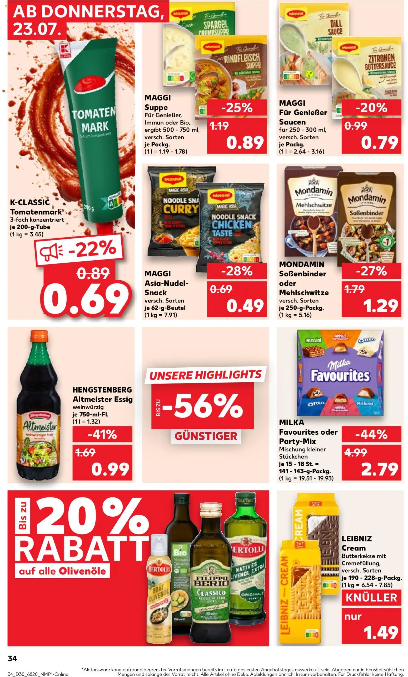 Kaufland Prospekt Stuttgart – gültig ab 23.07.2026 | Seite: 34 | Produkte: Maggi, Tomaten, Rindfleisch, Zitronen