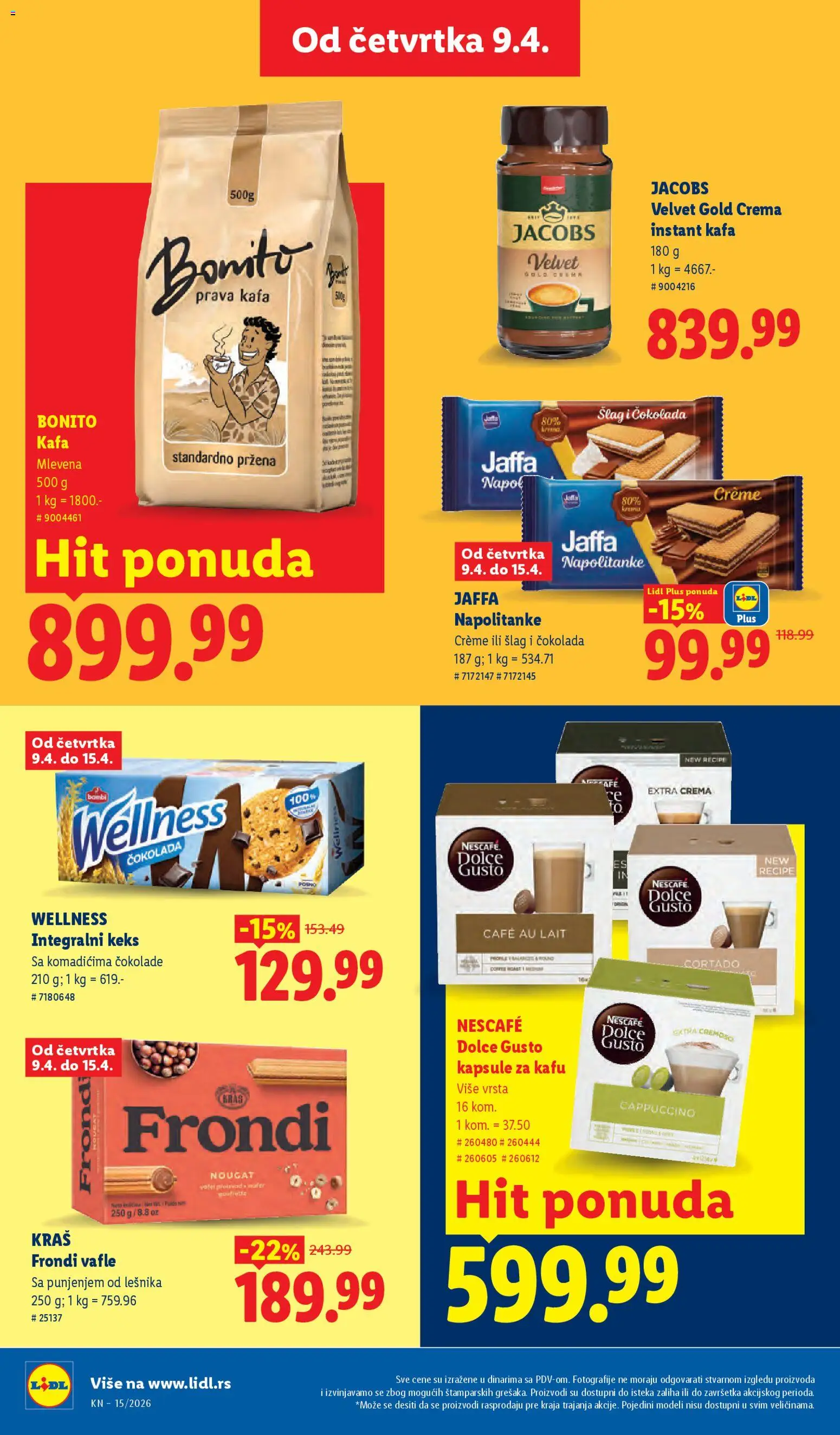 Lidl katalog - važi od 09.04.2026 | Strana: 34 | Proizvode: Šlag, Instant kafa, Kafa, Napolitanke