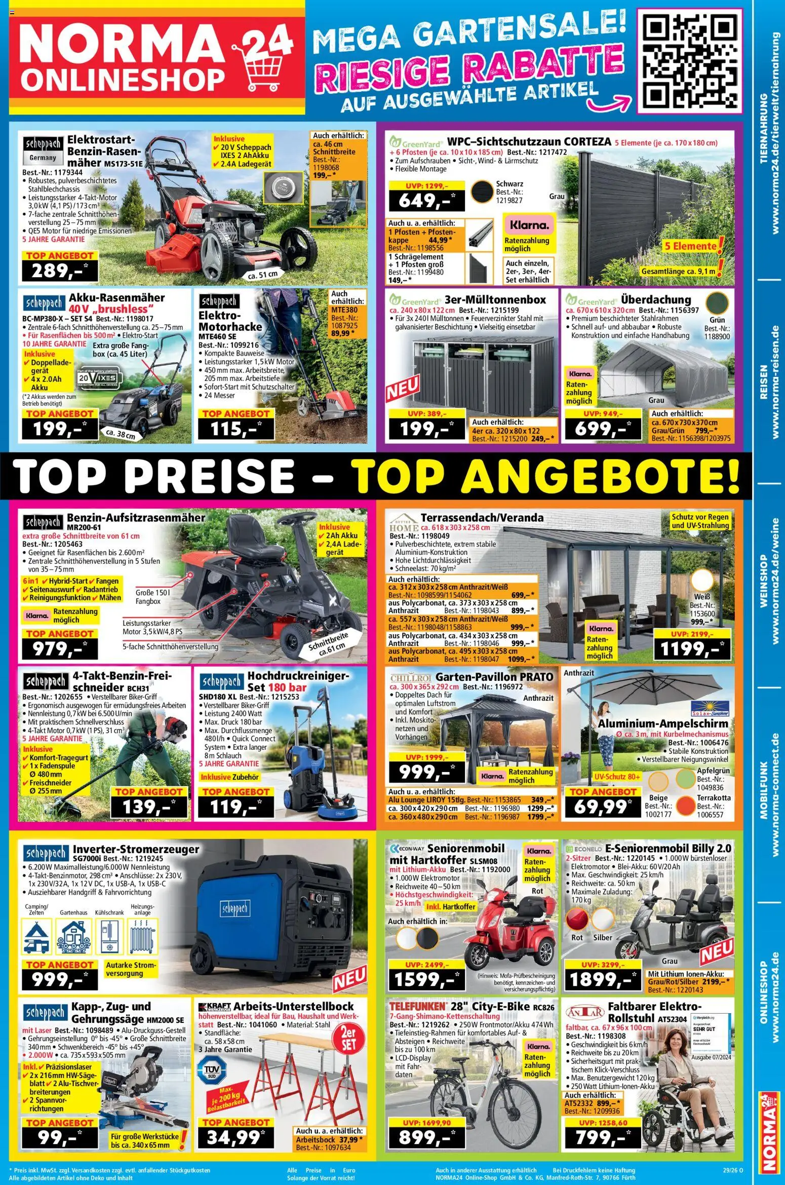 Norma Onlineshop – gültig ab 13.07.2026 | Seite: 1 | Produkte: Top, Kühlschrank, Hochdruckreiniger, Kappe
