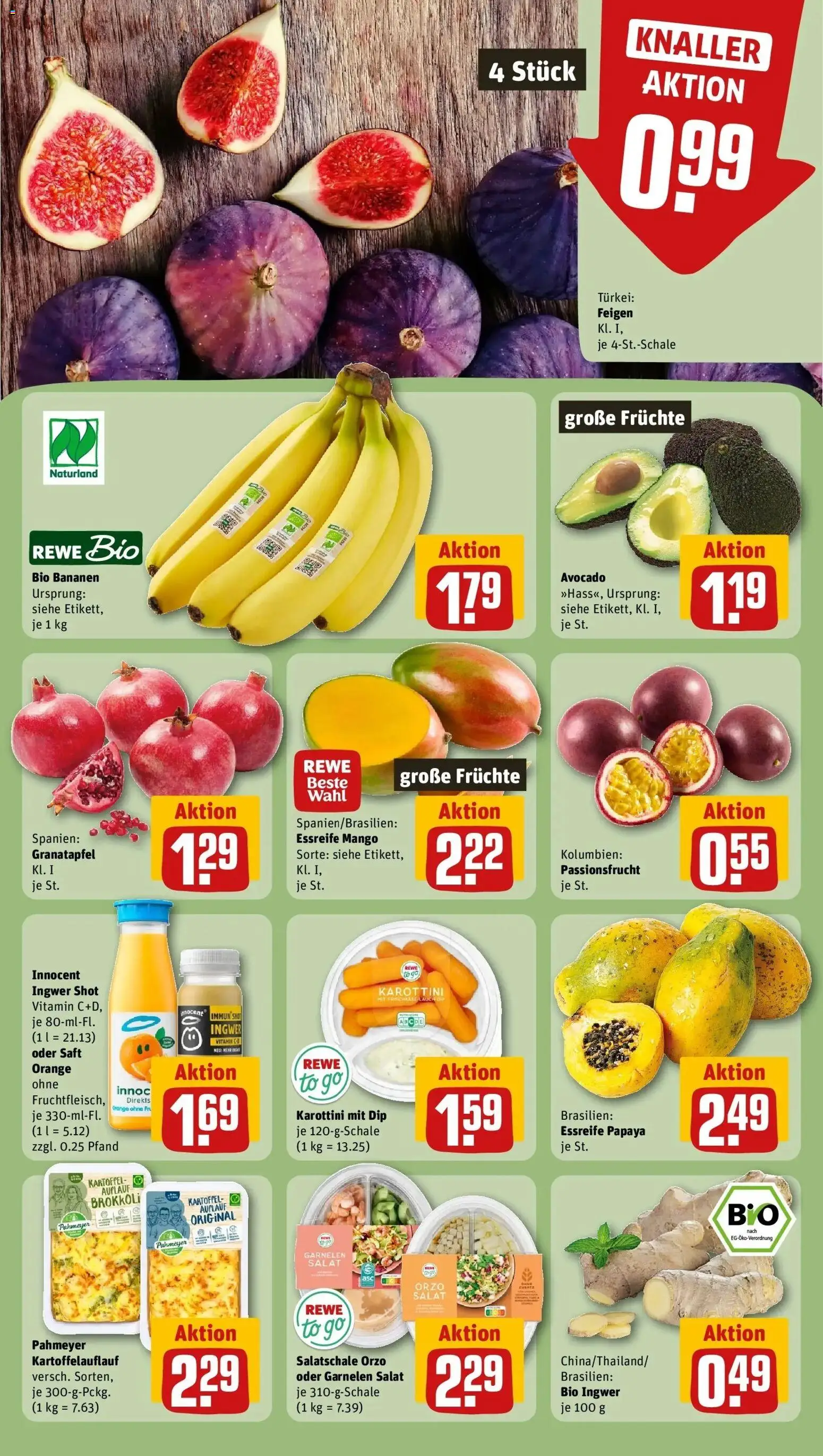 REWE Prospekt ab 28.09.2026 zum Blättern » Angebote | Seite: 12 | Produkte: Granatapfel, Bananen, Garnelen, Feigen