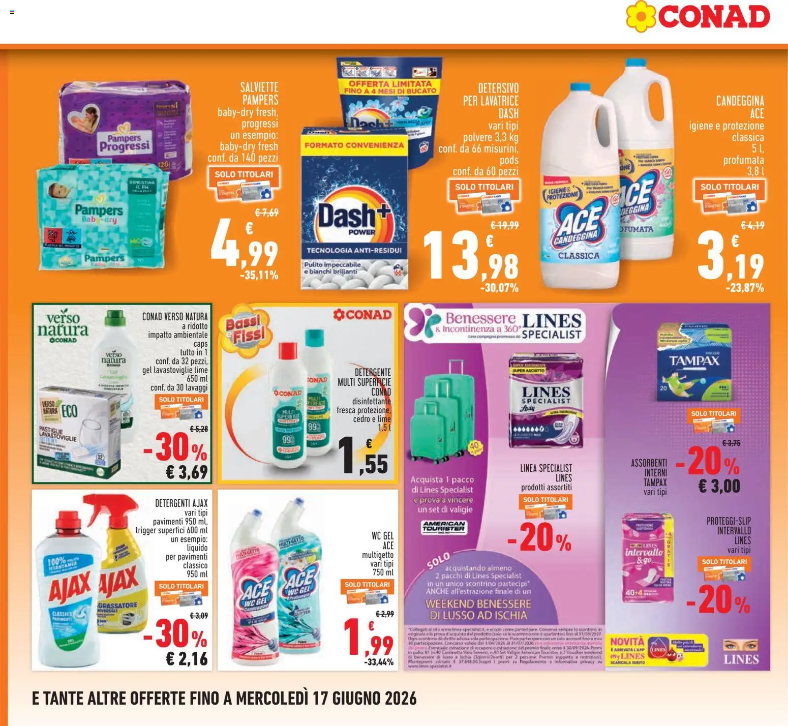 Volantino Conad del 04.06.2026 | Pagina: 24 | Prodotti: Candeggina, Vino, Lavatrice, Lavastoviglie