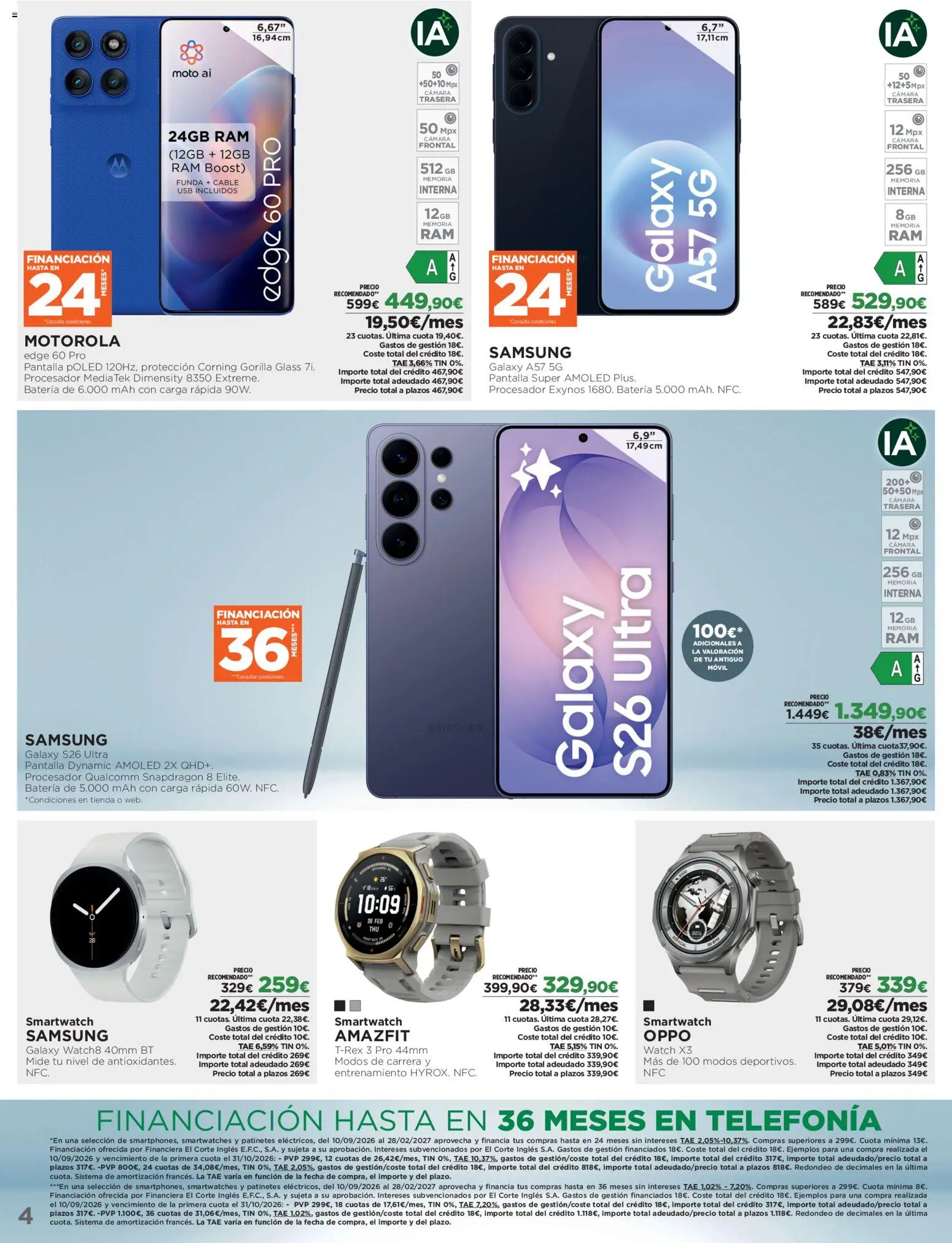 El Corte Inglés Los Tecnoprecios │ válido desde el 05/10/2026 | Página: 4 | Productos: Móvil, Cámara, Cable, Batería