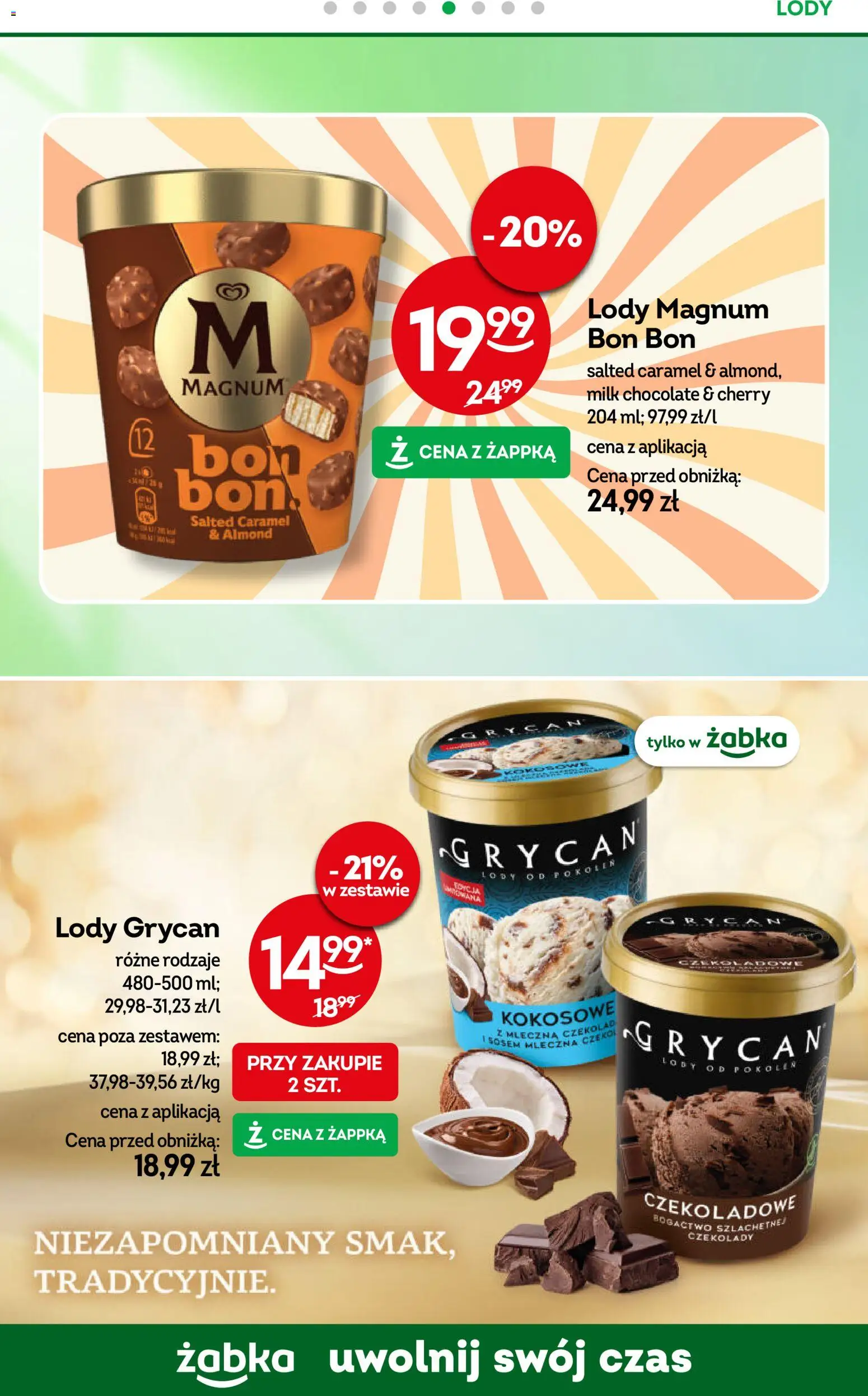 Żabka gazetka od 17.06.2026 | Strona: 54 | Produkty: Czekolady, Lody Grycan, Lody Magnum, Lody