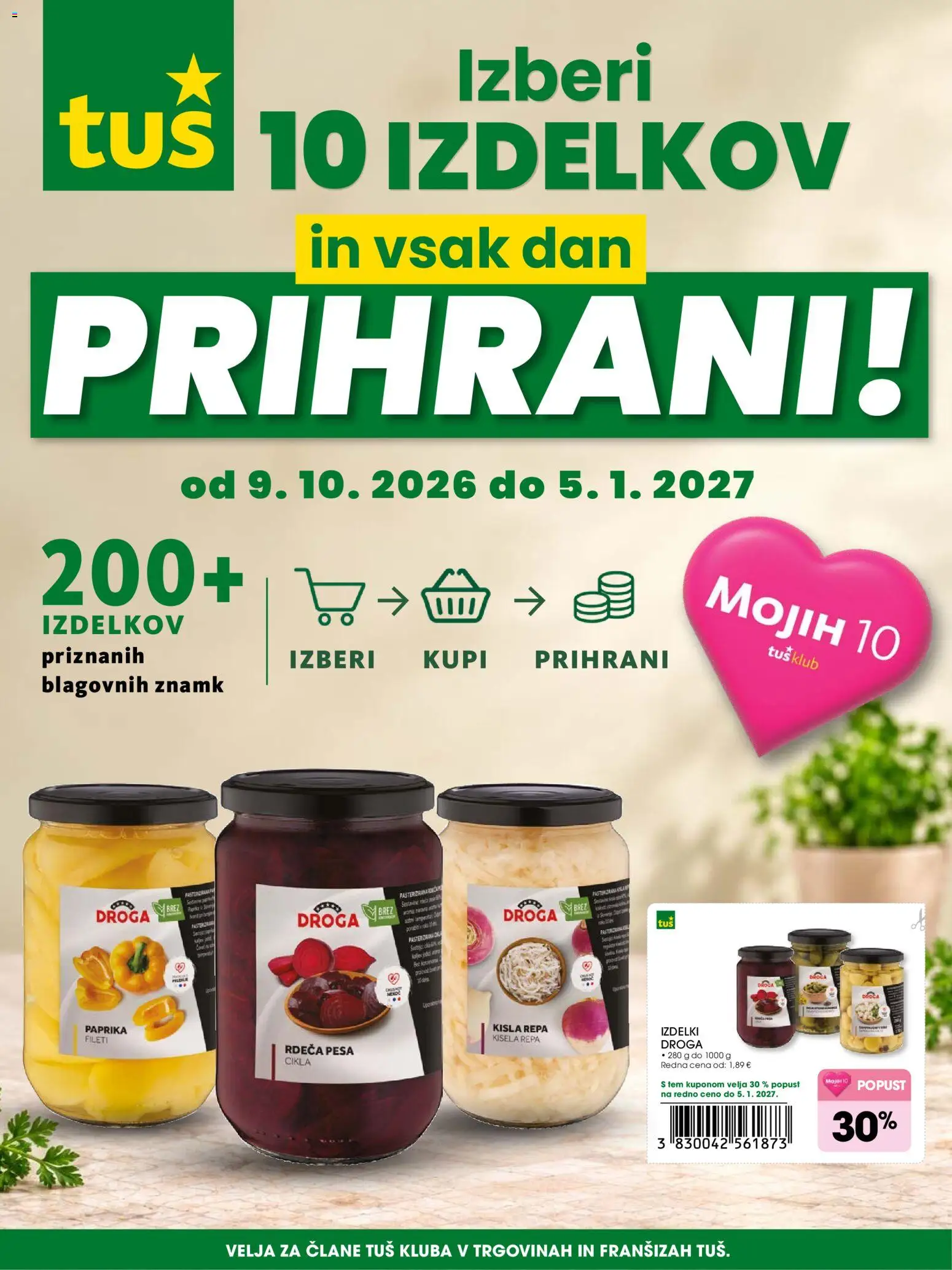 Novi Tuš katalog ponudbe – veljaven od 09.10.2026 | Stran: 1 | Izdelki: Paprika, Pesa