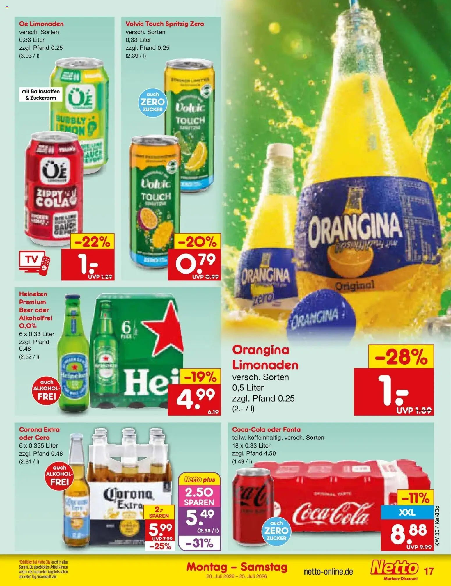 Netto Marken-Discount Prospekt Mistelbach – gültig ab 20.07.2026 | Seite: 27 | Produkte: Coca cola, Fanta, Volvic touch, Volvic