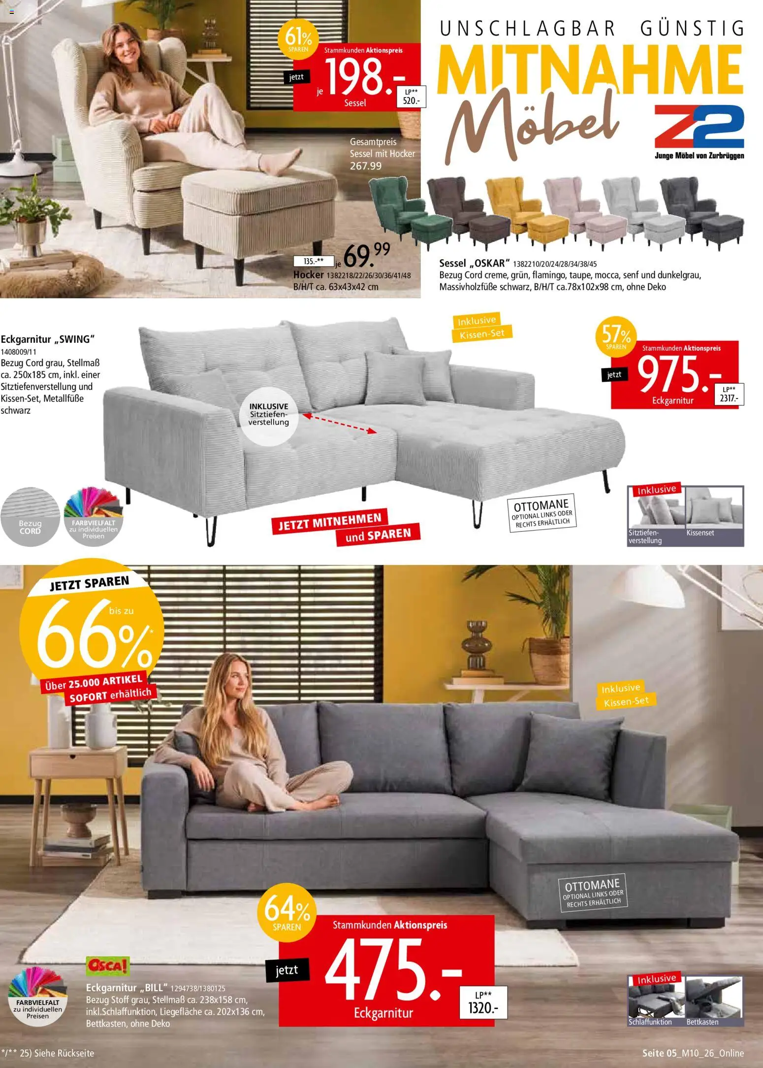 Zurbrüggen Mitnahme Möbel – gültig ab 08.08.2026 | Seite: 5 | Produkte: Hocker, Sessel