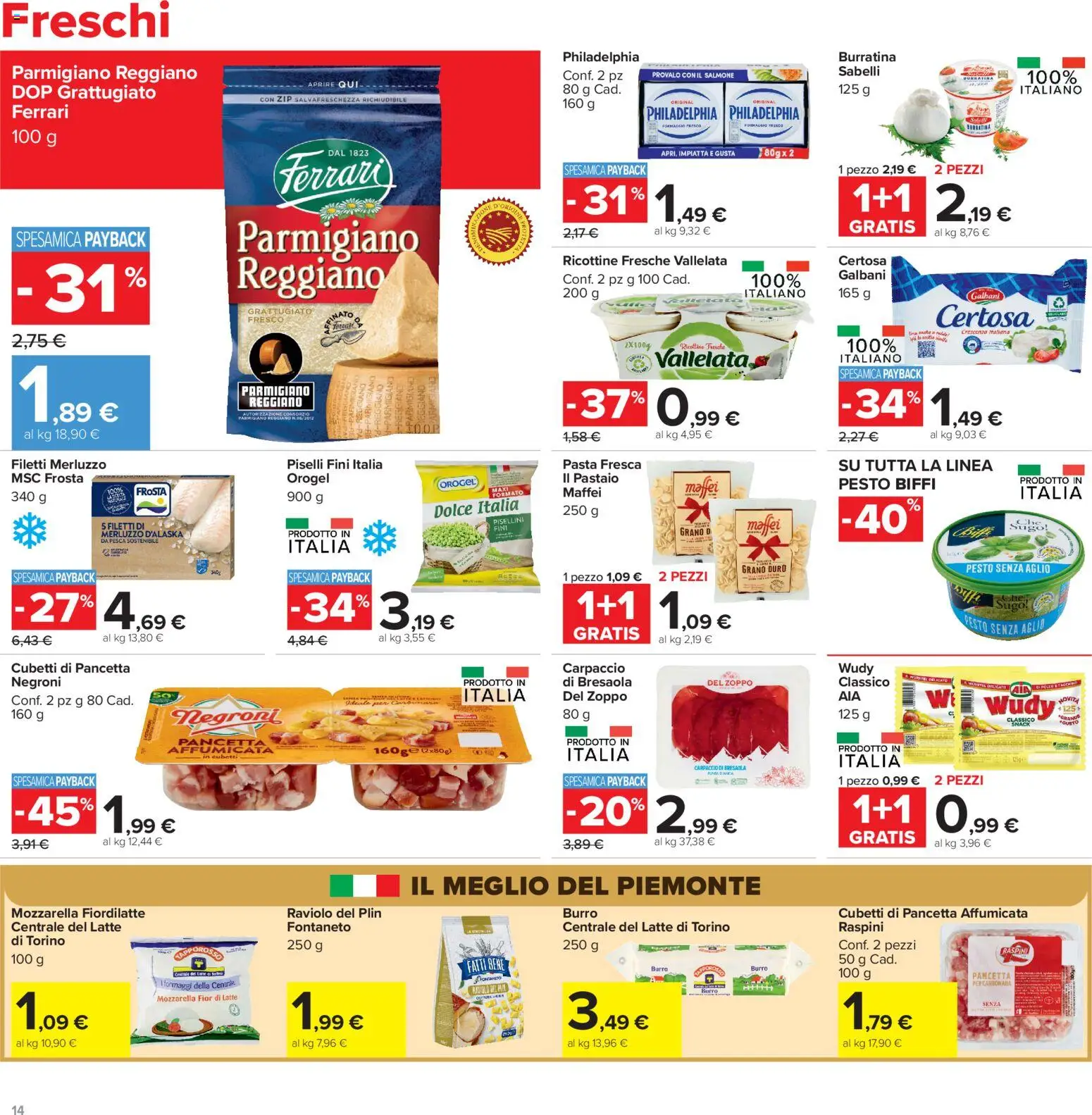 Volantino Carrefour del 16.06.2026 | Pagina: 14 | Prodotti: Bresaola, Aglio, Burro, Pasta
