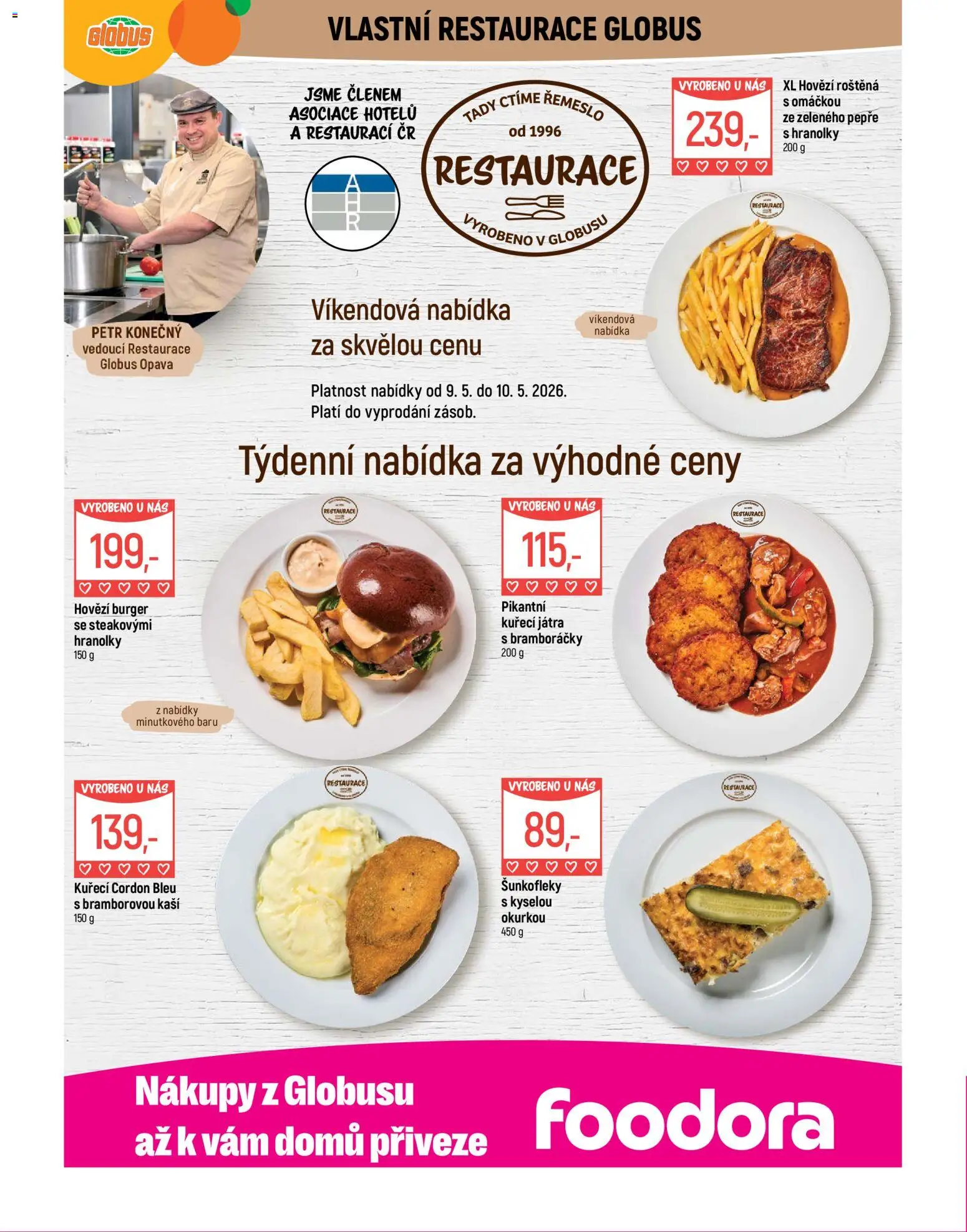 Globus leták - Opava od 06.05.2026 | Strana: 7 | Produkty: Burger, Globus, Hranolky, Kuřecí Játra