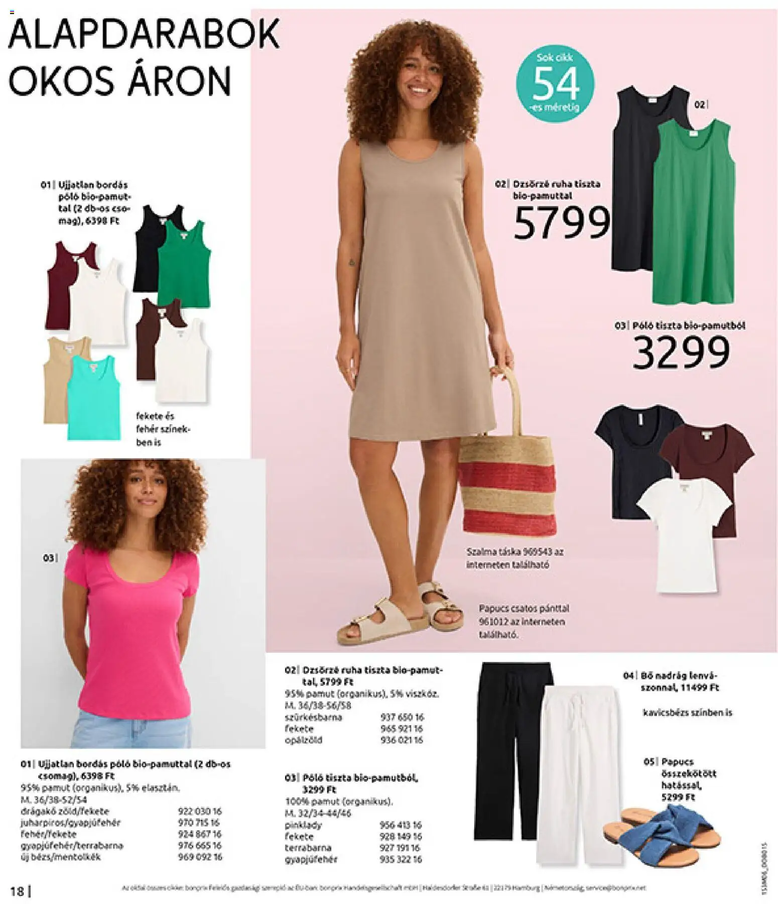 Bonprix akciós ujság - amely érvényes a következő dátumtól: 16.06.2026 | Oldal: 20 | Termékek: Papucs, Ruha, Nadrág