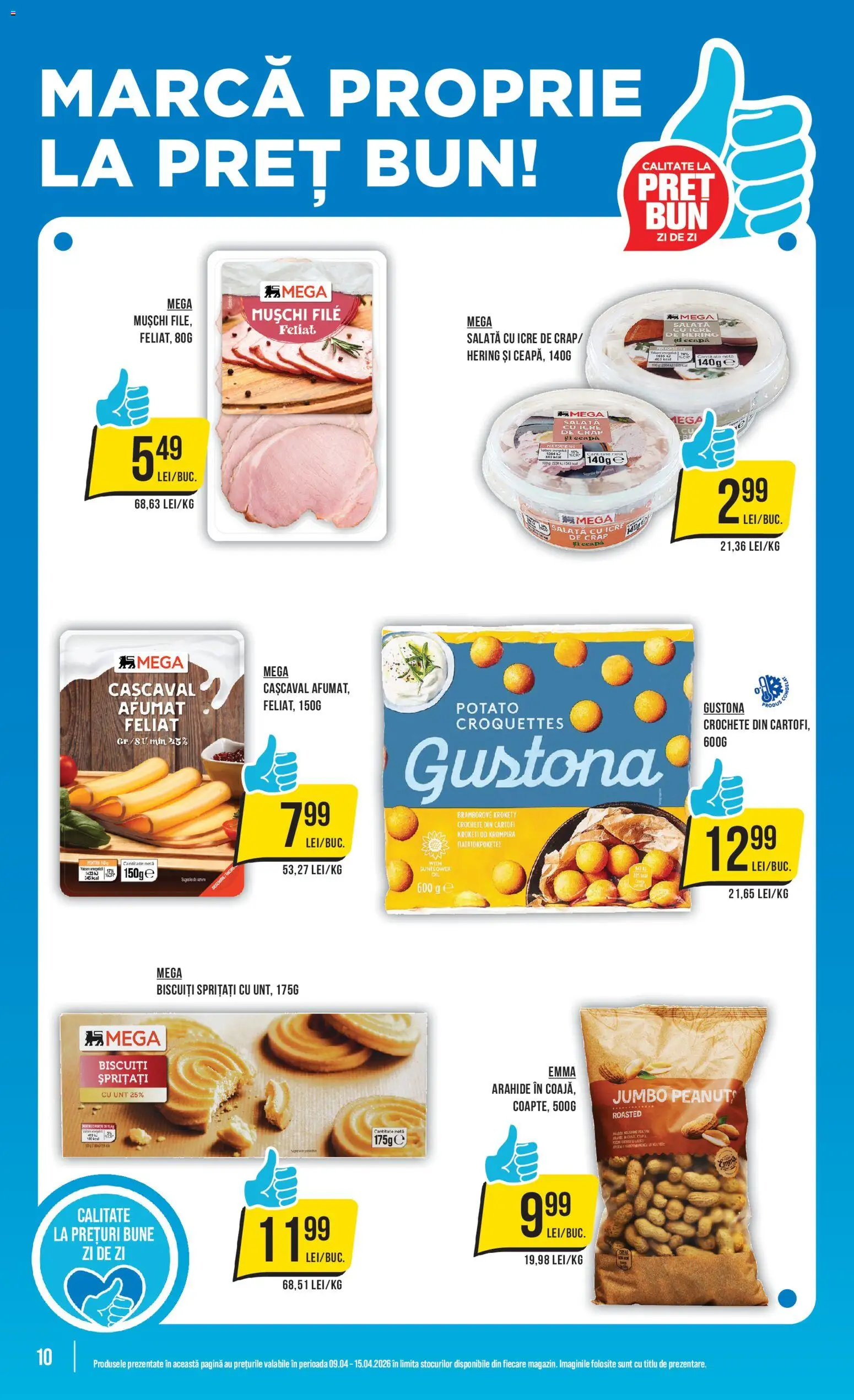 Noul catalog Mega Image – valabil de la 09.04.2026 | Pagină: 10 | Produse: Arahide, Salată cu icre, Salată, Cartofi
