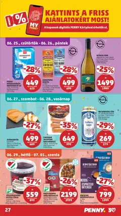 HB DOBOZOS SÖR, 4% alkoholtartalom, 0,5 liter, 758 Ft/liter, digi kuponnal: 538 Ft/liter - amely érvényes a következő dátumtól: 2026.06.25. | Oldal: 27