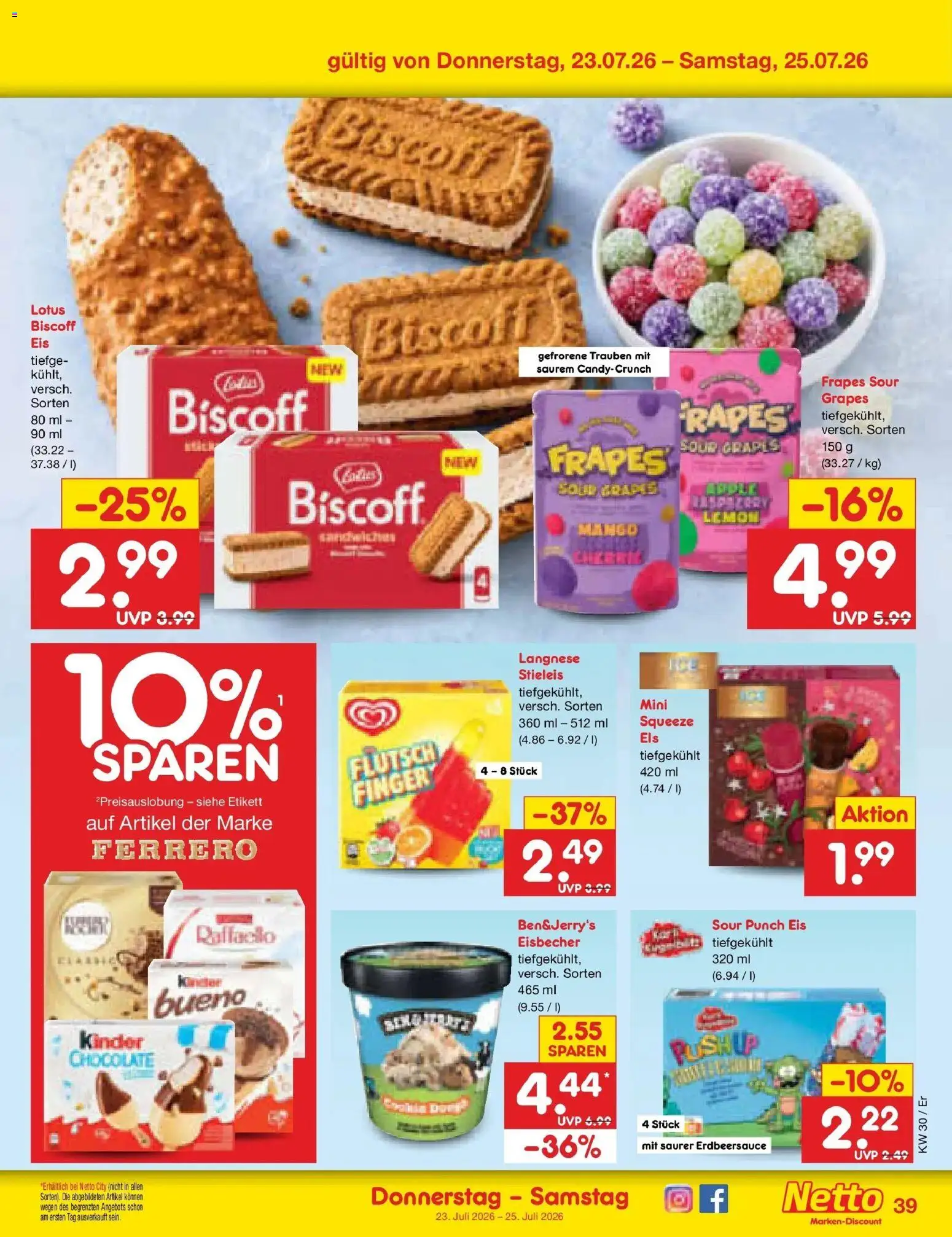 Netto Marken-Discount Prospekt Weimar – gültig ab 20.07.2026 | Seite: 63 | Produkte: Langnese, Trauben, Mango, Eis